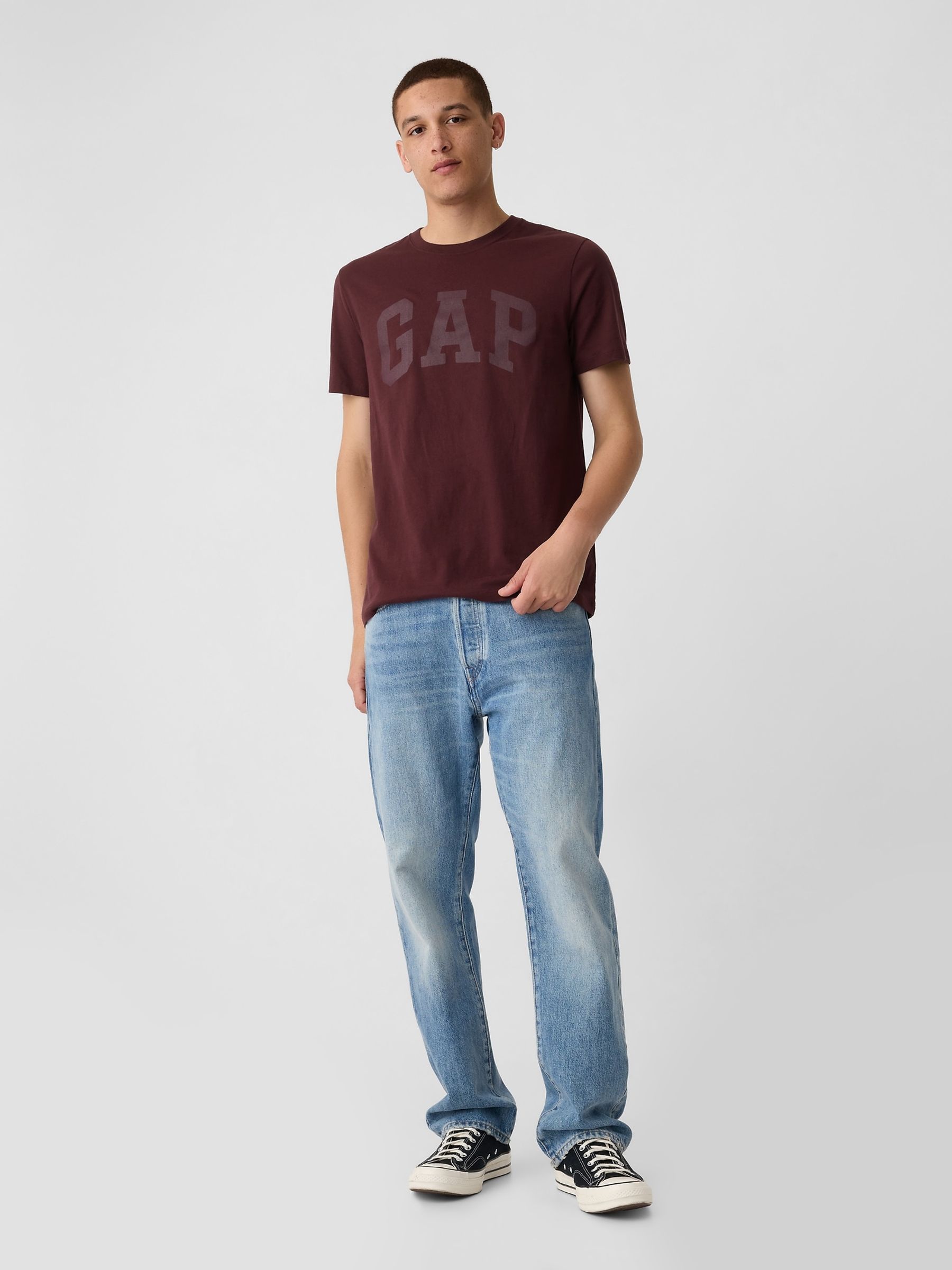 Burgundy Red Everyday Logo 100% Cotton Crew Neck Short Sleeve T-Shirt - Image 3 of 4