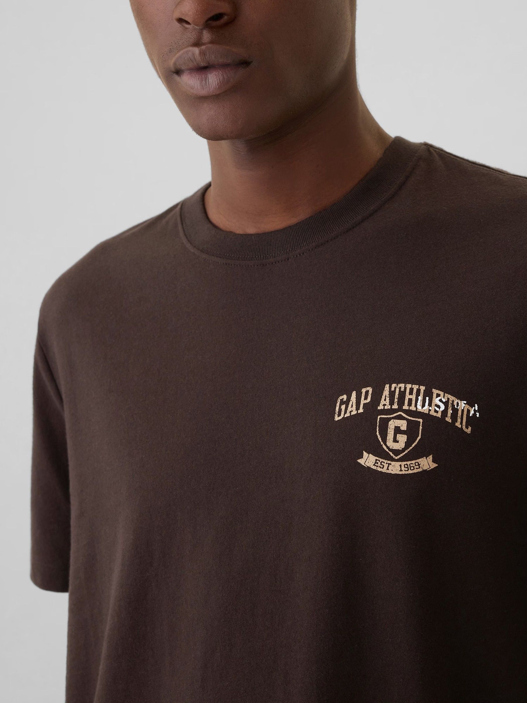 Brown Everyday Athletic Graphic 100% Cotton Short Sleeve T-Shirt - Image 1 of 5