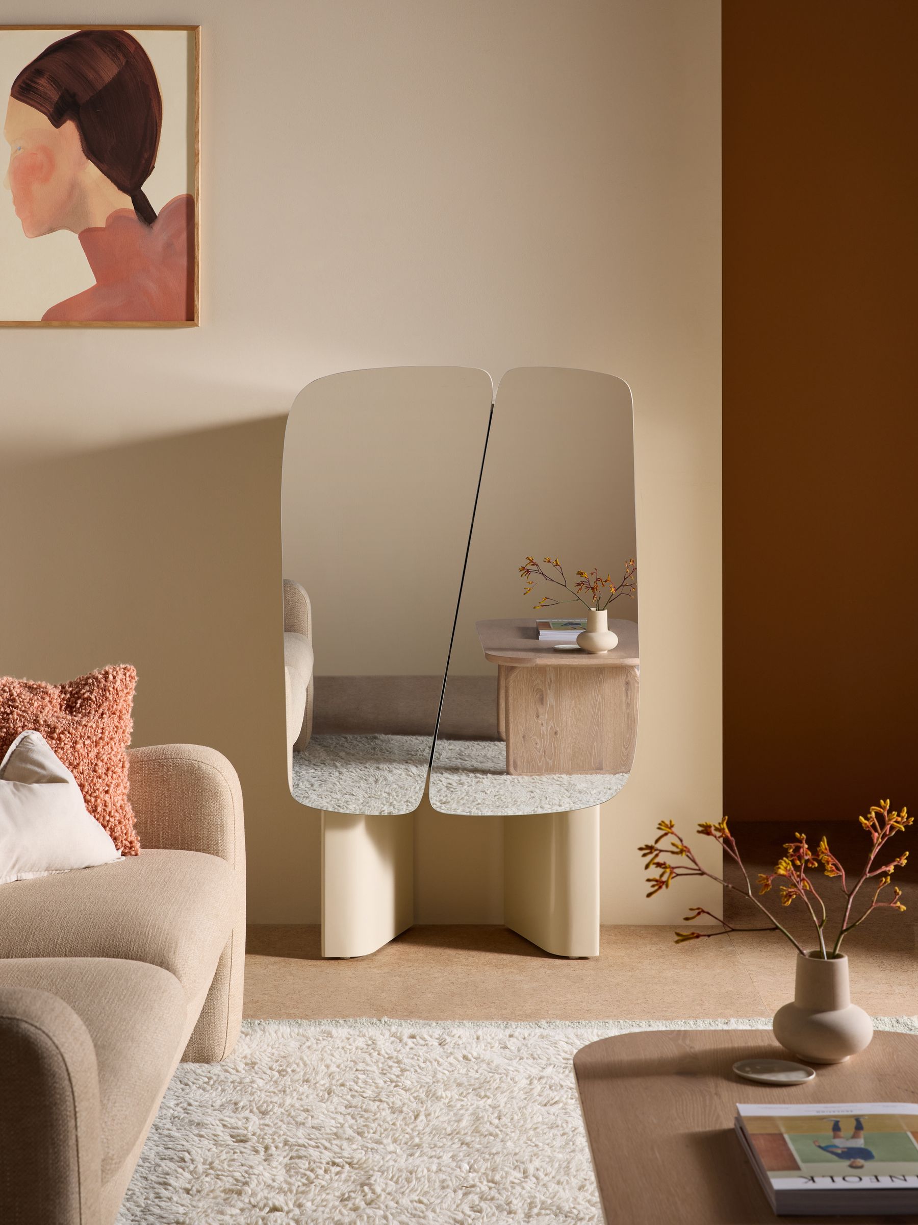 Mariella Highboard in Natural Ecru and Mirror - Image 1 of 6