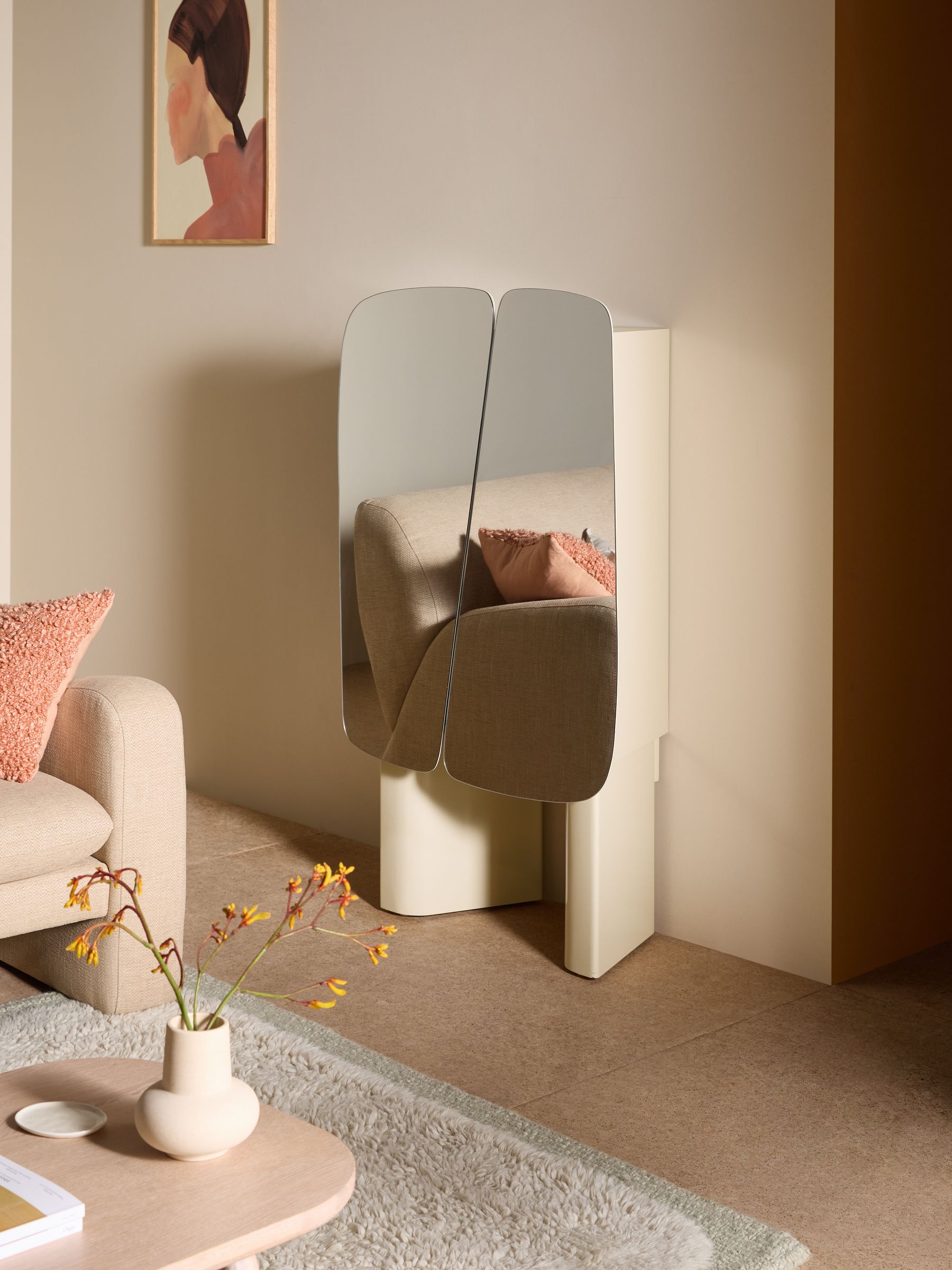 Mariella Highboard in Natural Ecru and Mirror - Image 2 of 6