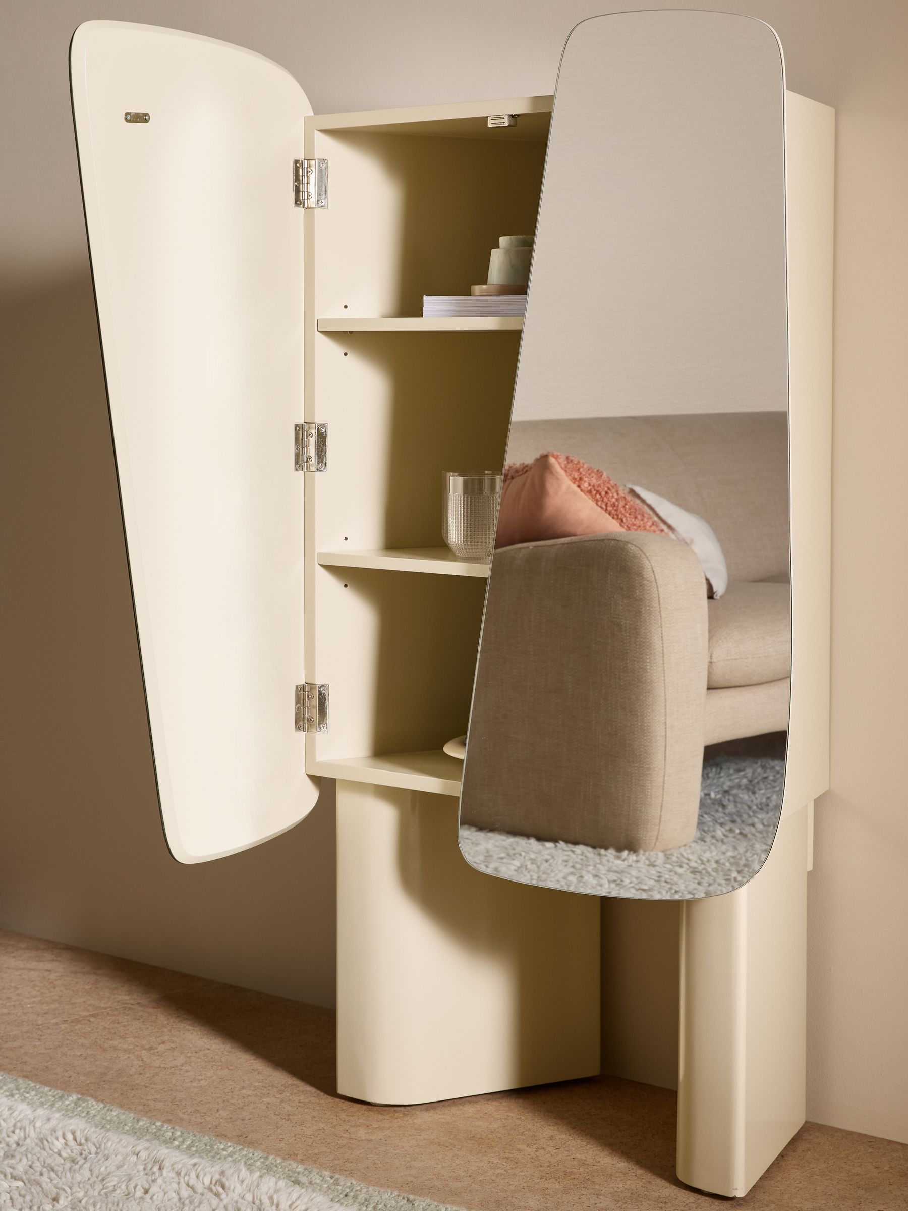 Mariella Highboard in Natural Ecru and Mirror - Image 4 of 6