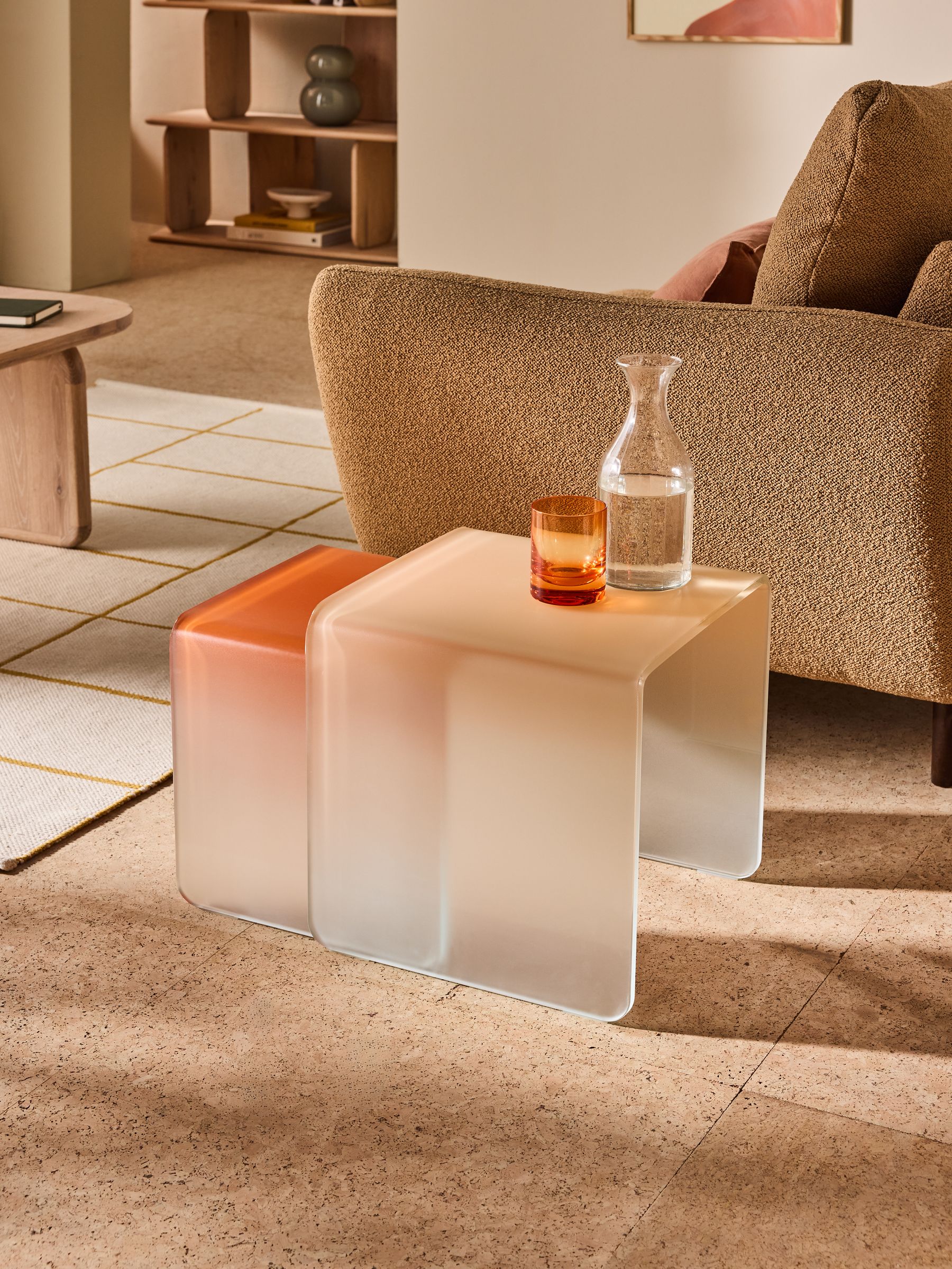 Hesta Nest of 2 Side Table in 2 Tone Orange - Image 1 of 5