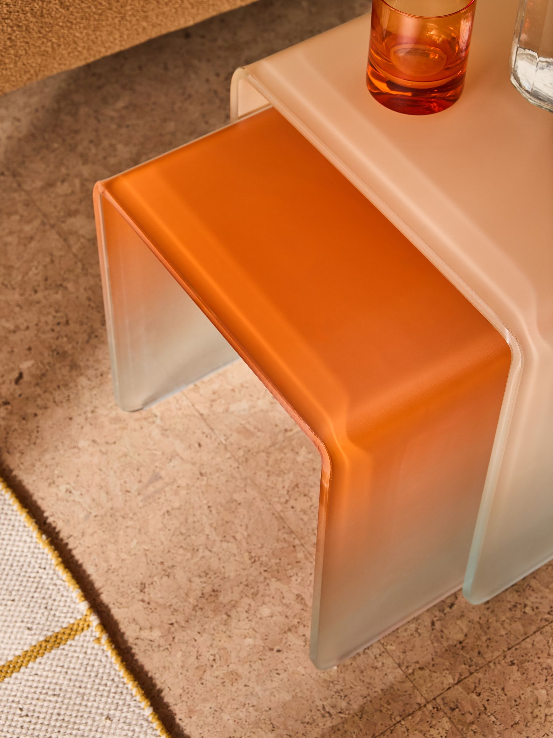 Hesta Nest of 2 Side Table in 2 Tone Orange - Image 2 of 5