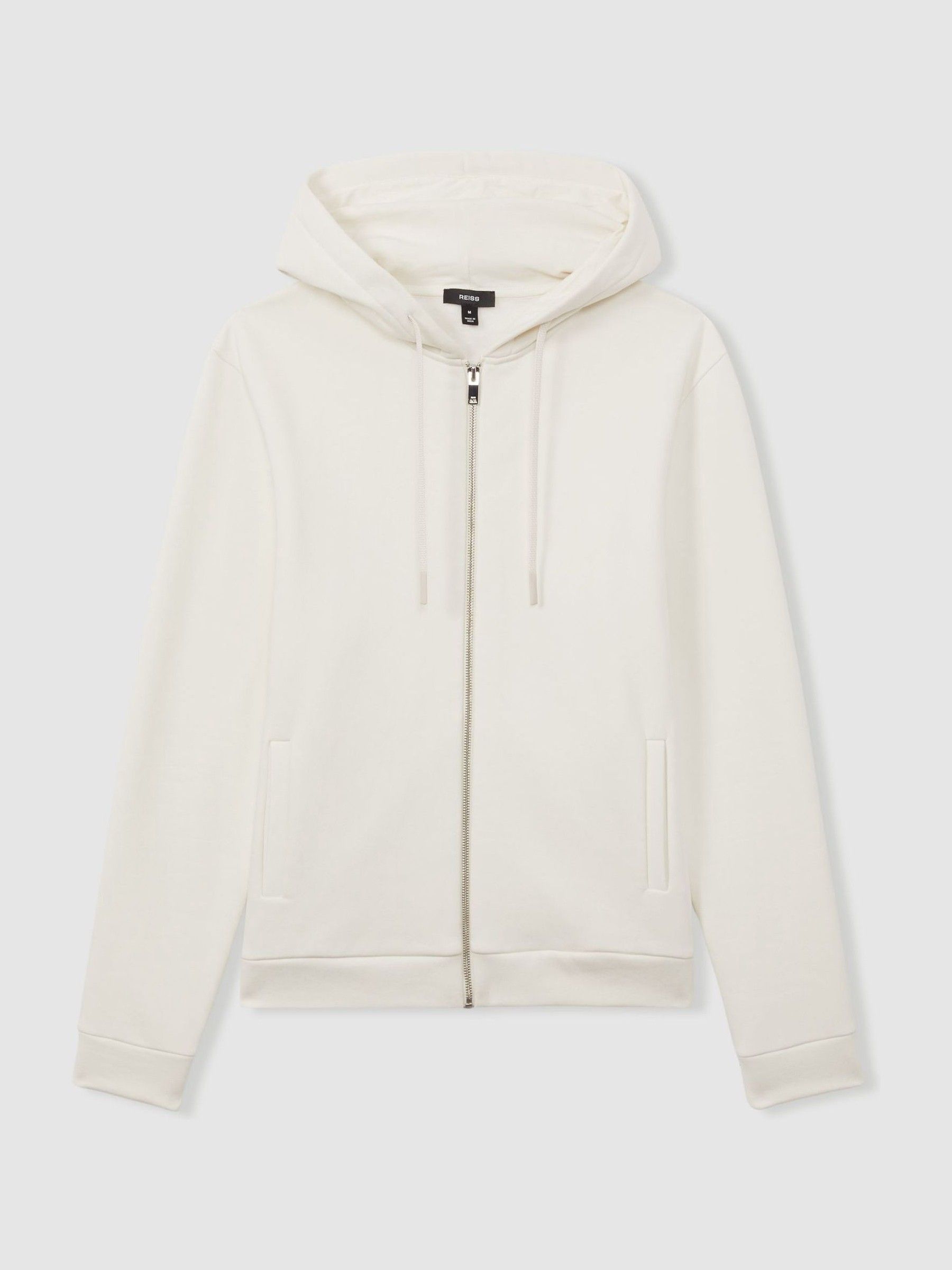 Cotton-Blend Fleeceback-Jersey Zipped Hoodie in Off White - Image 2 of 5