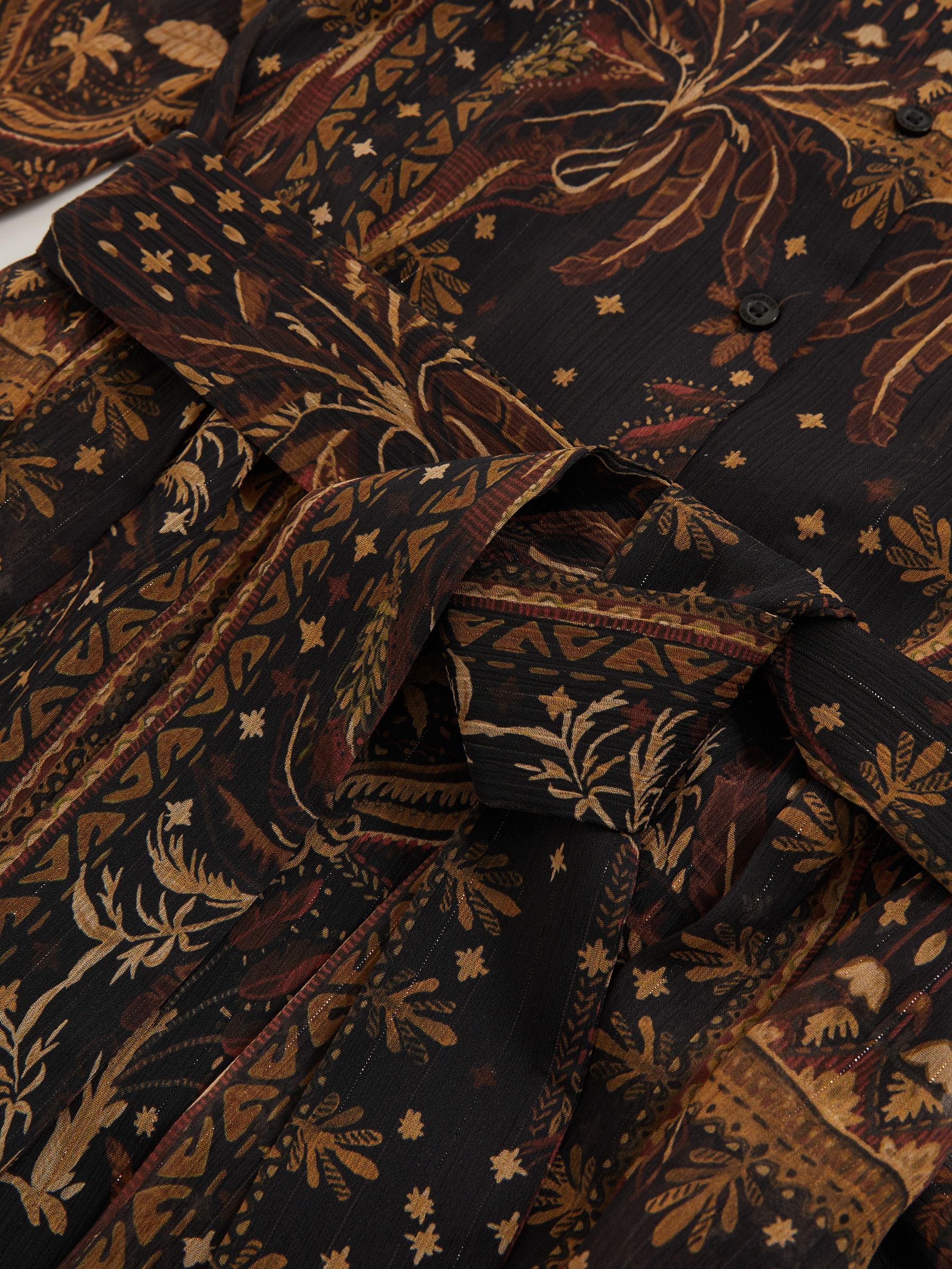 Botanical-Print Chiffon Mini Dress in Navy - image 5