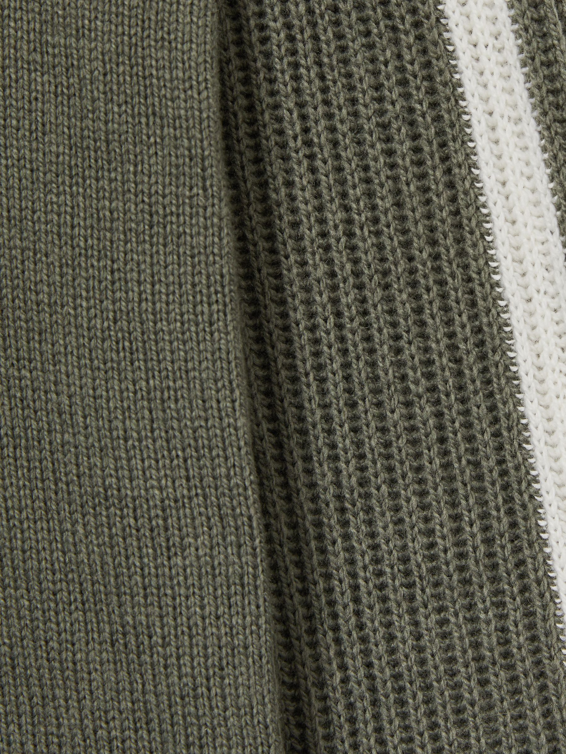 9-13 yrs Zipped Funnel-Neck Jumper with Wool and Cotton in Sage/White - Image 4 of 4