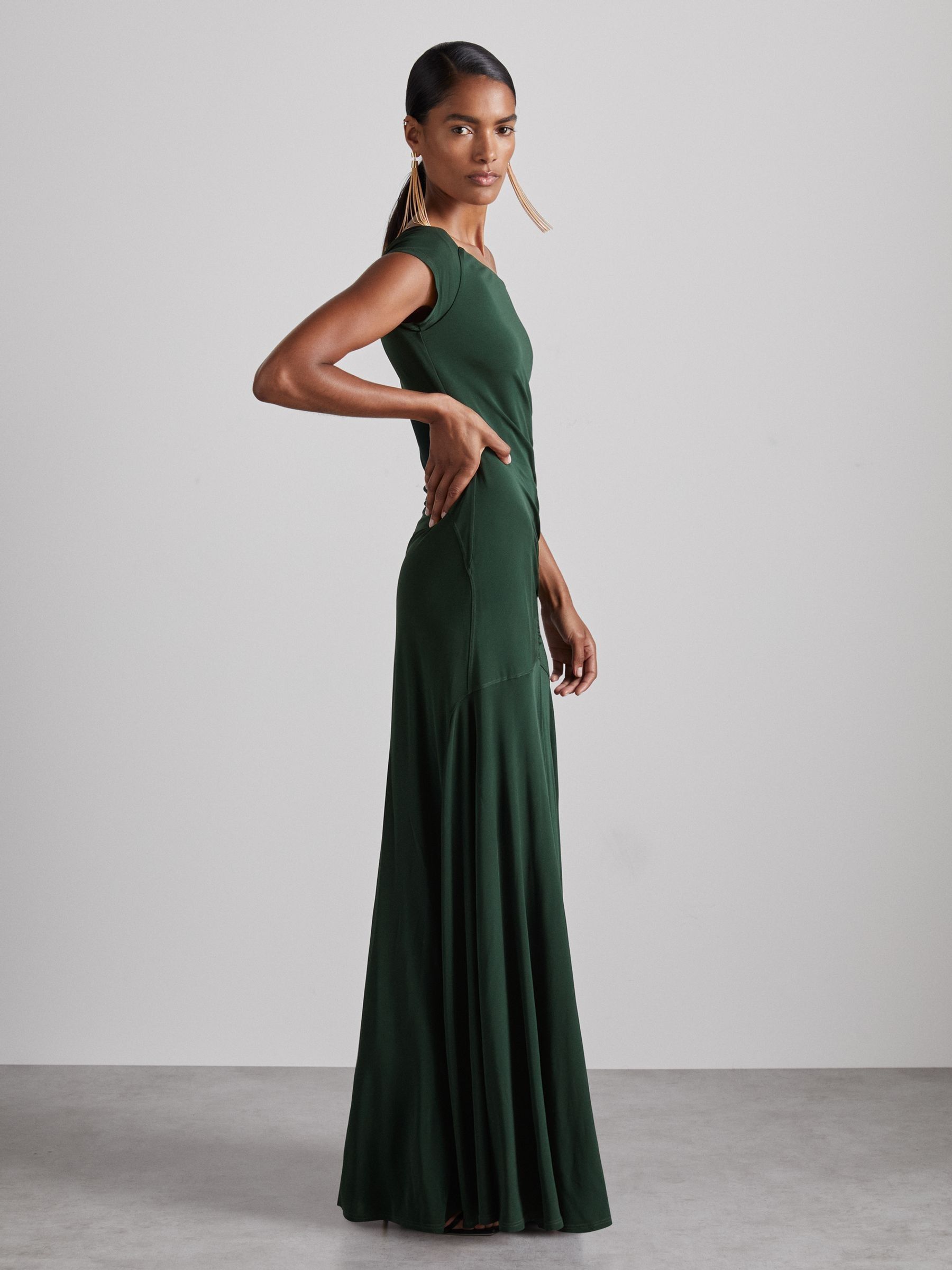 Atelier Gathered Crepe-Jersey Maxi Dress in Green - Image 4 of 7