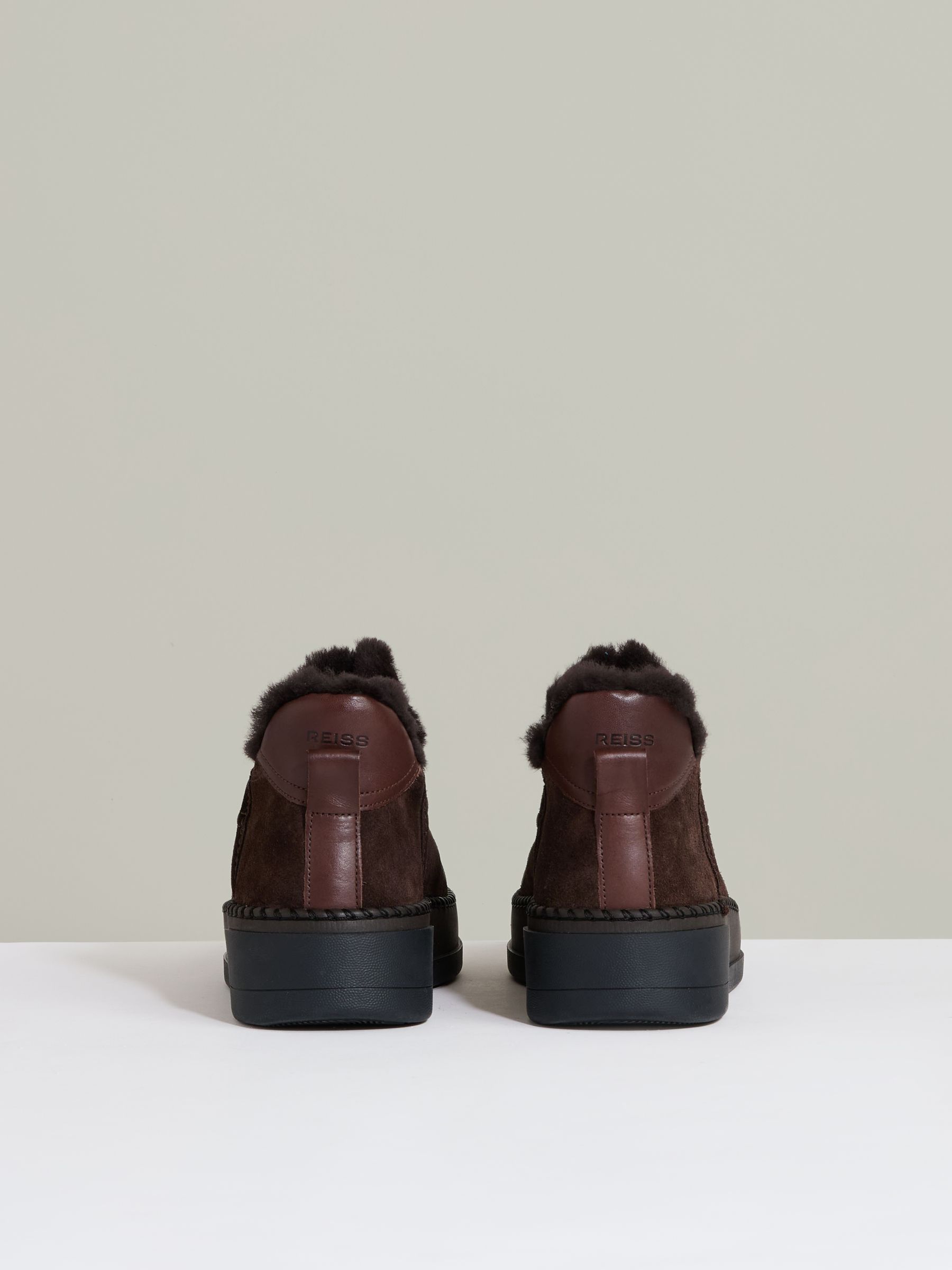 Shearling-Lined Suede Ankle Boots in Chocolate - Image 5 of 5