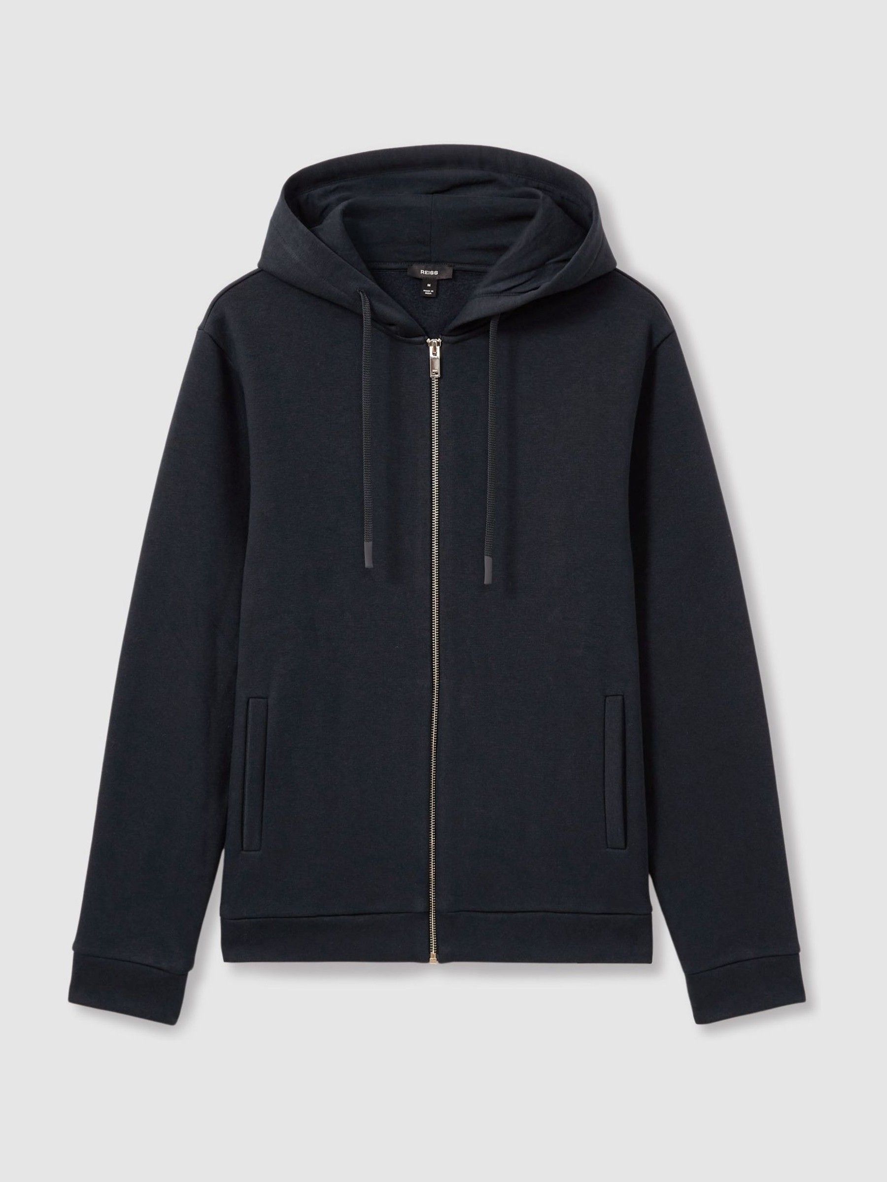Cotton-Blend Fleeceback-Jersey Zipped Hoodie in Navy - Image 2 of 6