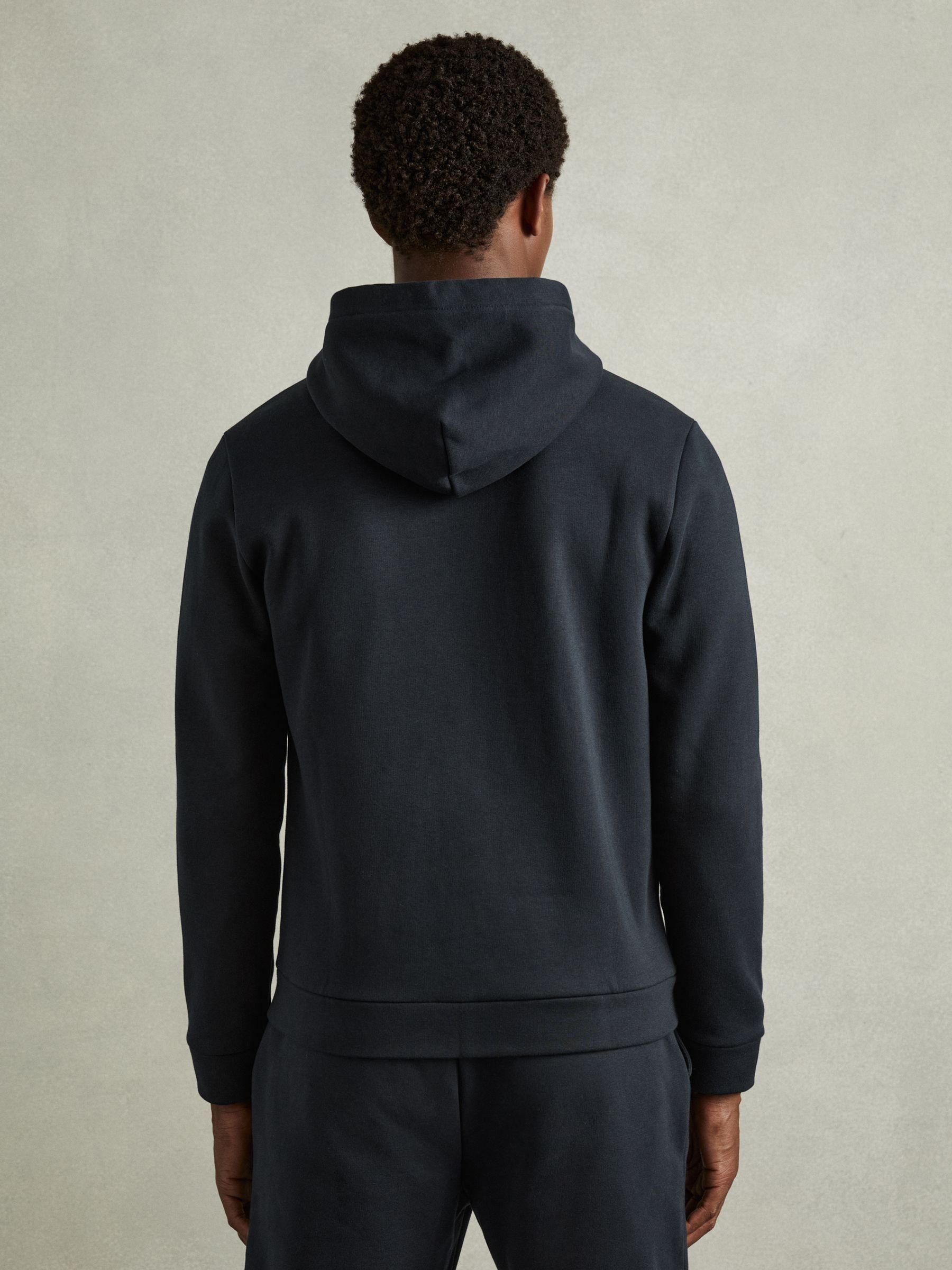 Cotton-Blend Fleeceback-Jersey Zipped Hoodie in Navy - Image 5 of 6