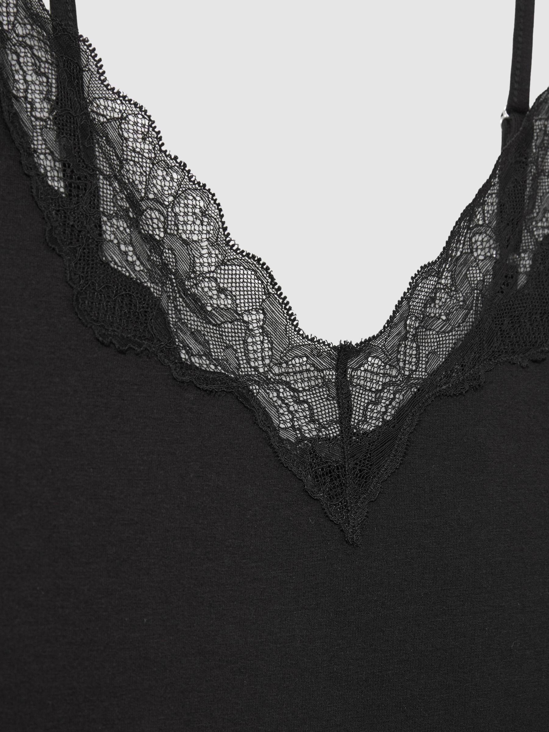 Lace-Trimmed Jersey Camisole with Cotton and Modal in Black - Image 5 of 5