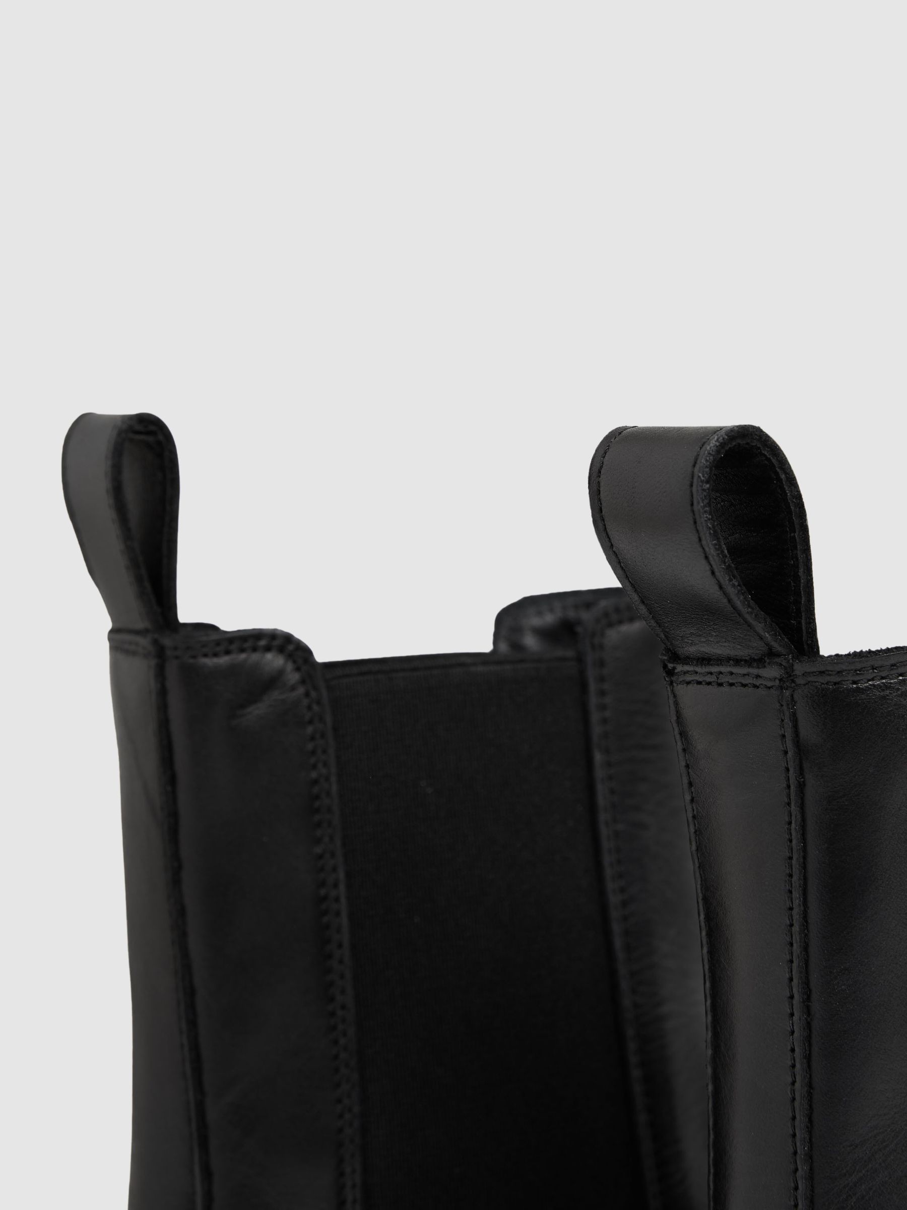 Leather Cleated Sole Chelsea Boots in Black - image 3