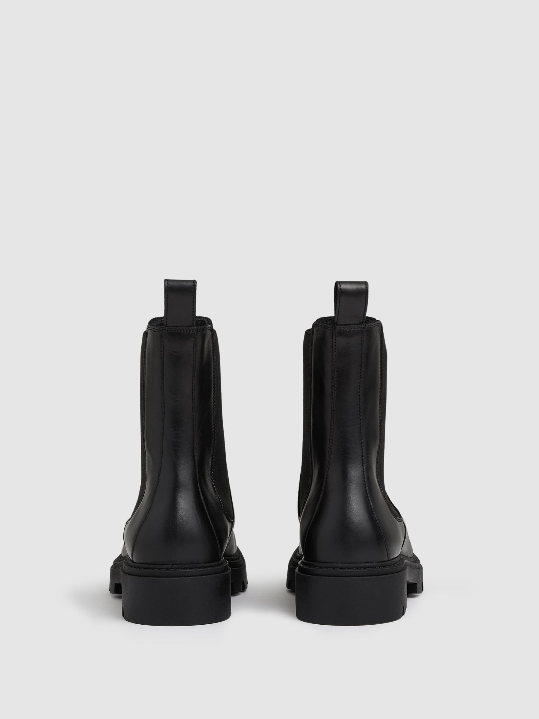Leather Cleated Sole Chelsea Boots in Black - image 4