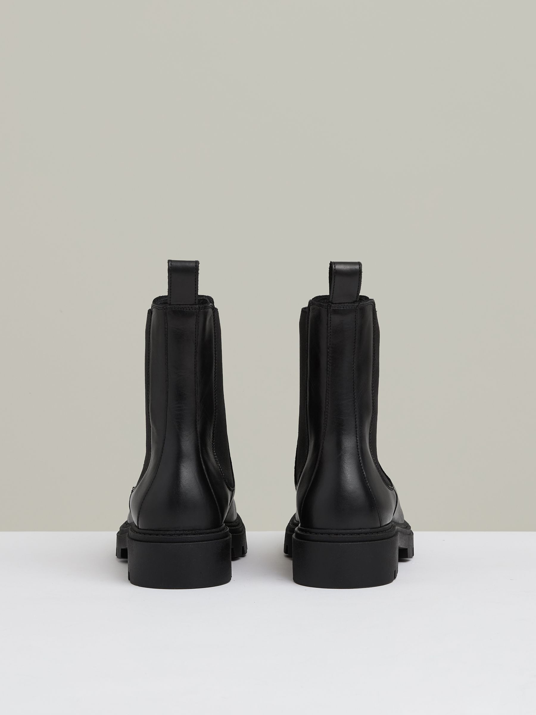 Leather Cleated Sole Chelsea Boots in Black - Image 5 of 5