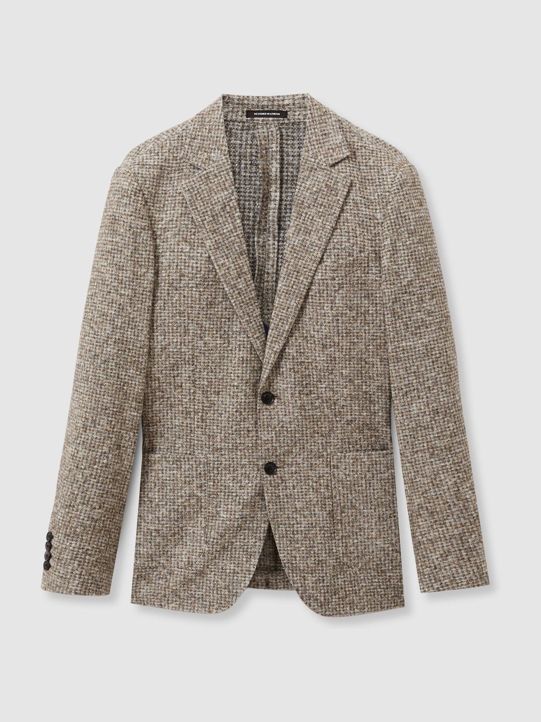 Tweed Single-Breasted Blazer with Wool in Oatmeal - Image 2 of 6
