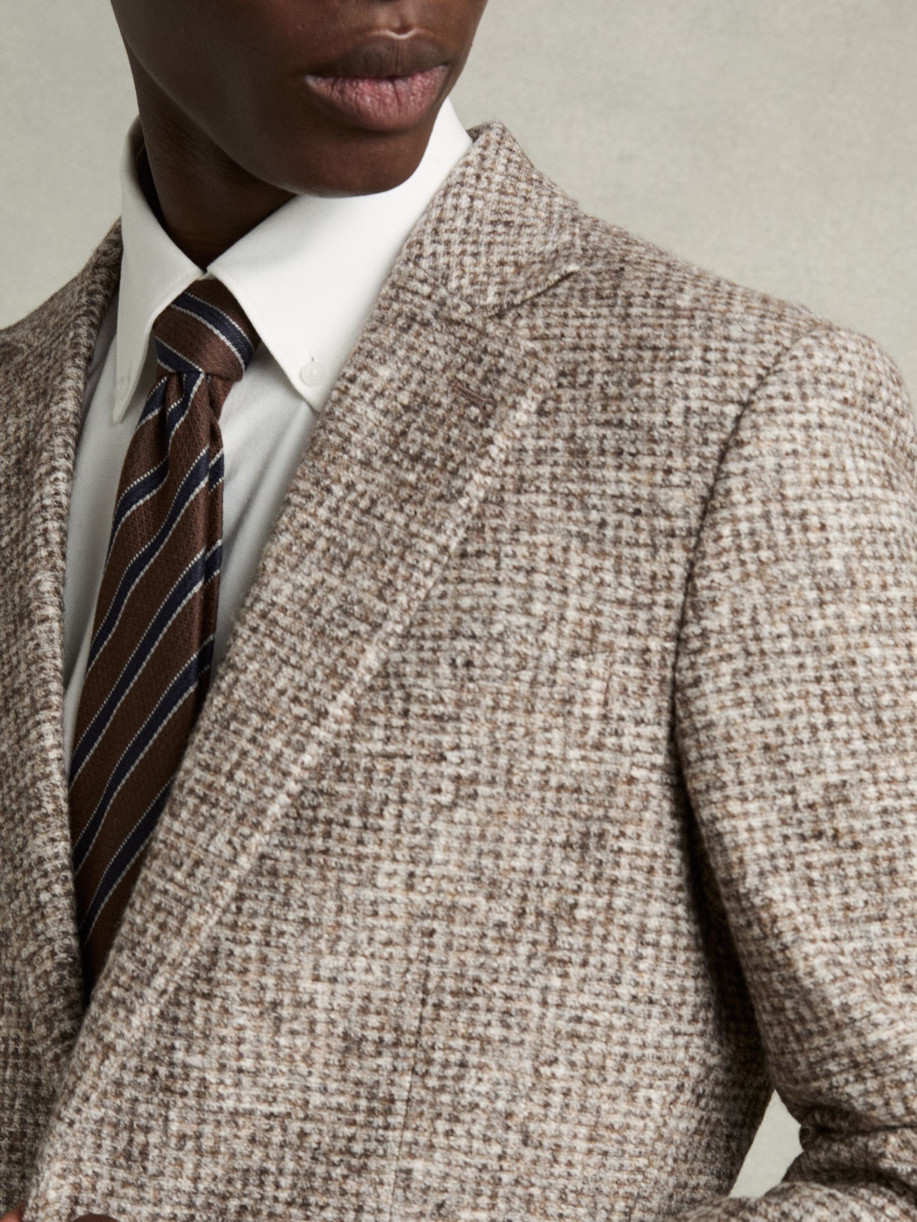 Tweed Single-Breasted Blazer with Wool in Oatmeal - Image 4 of 6