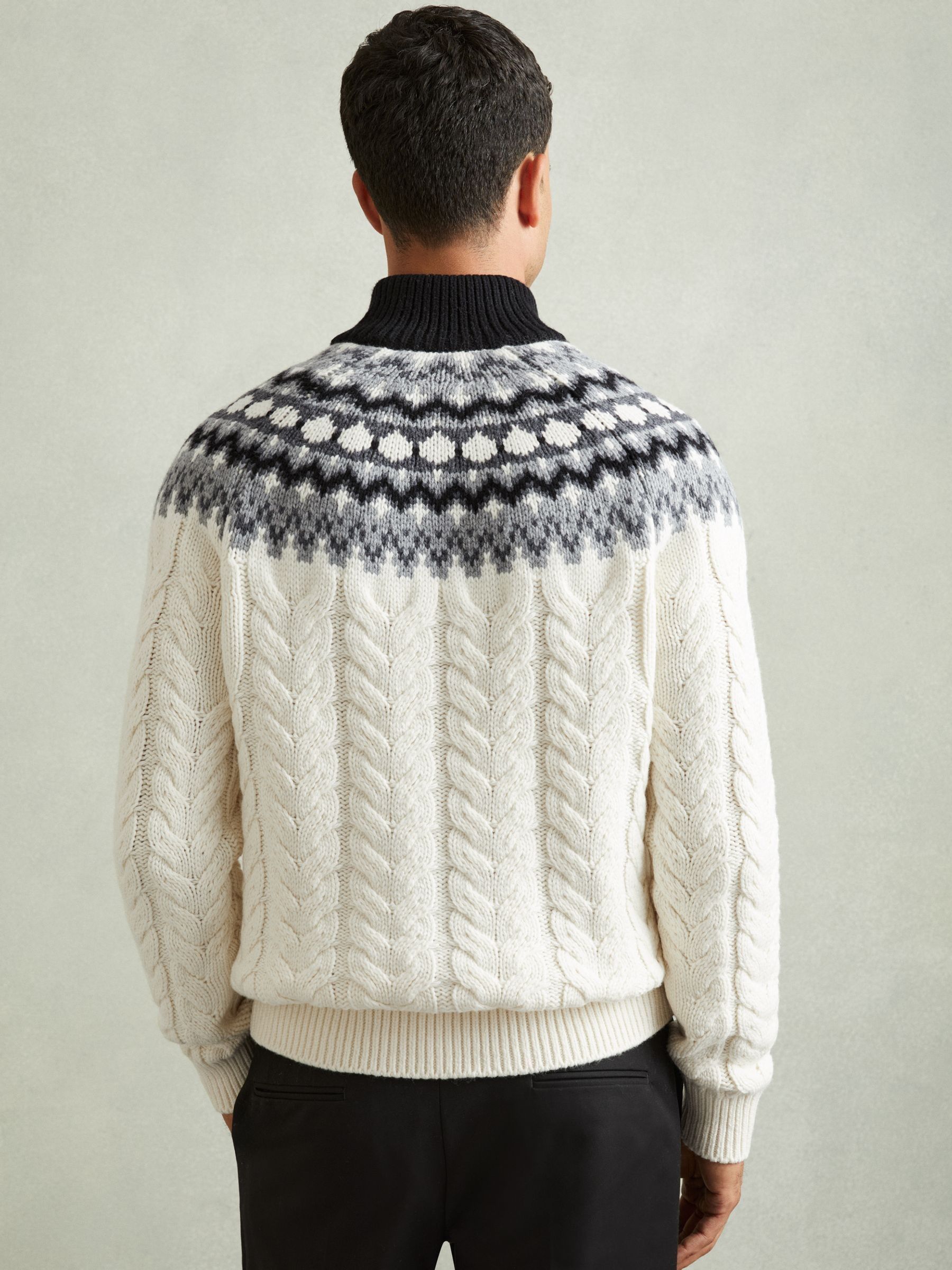 Zipped Jumper with Cotton and Wool in Black/White - Image 4 of 6