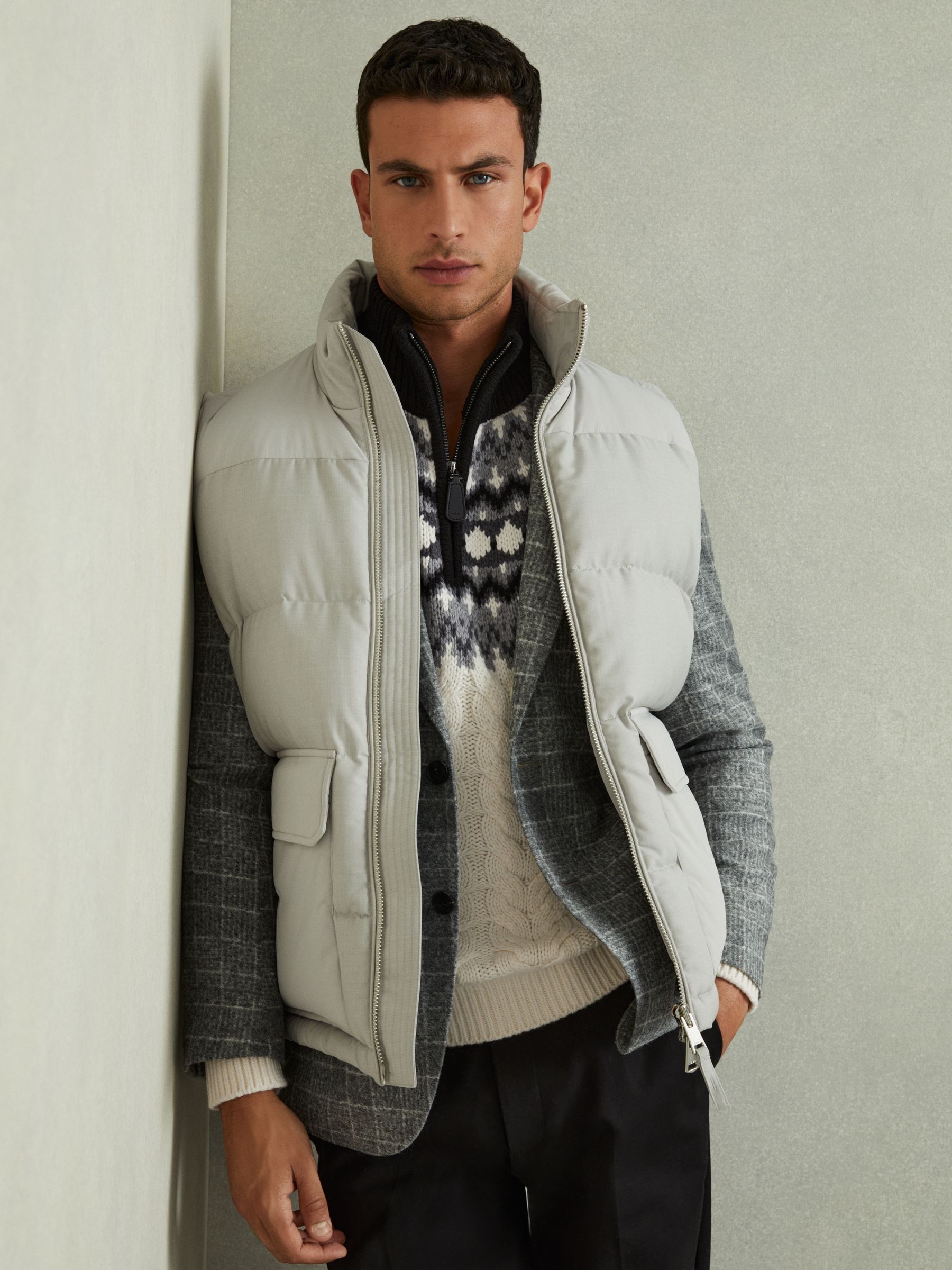 Zipped Jumper with Cotton and Wool in Black/White - Image 5 of 6