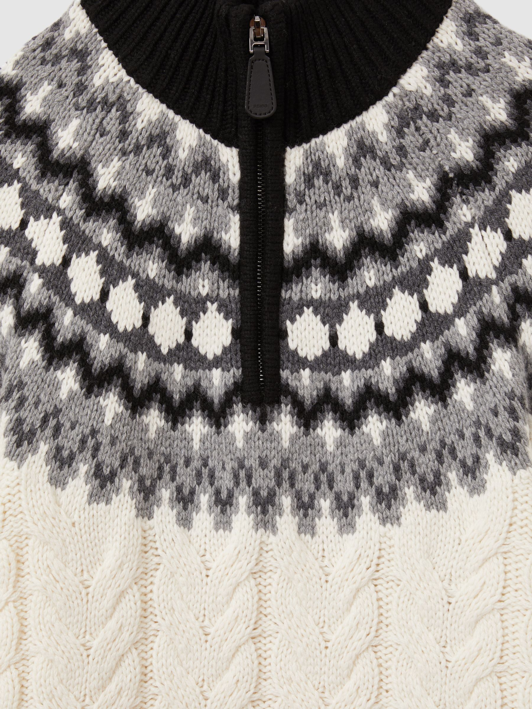 Zipped Jumper with Cotton and Wool in Black/White - Image 6 of 6