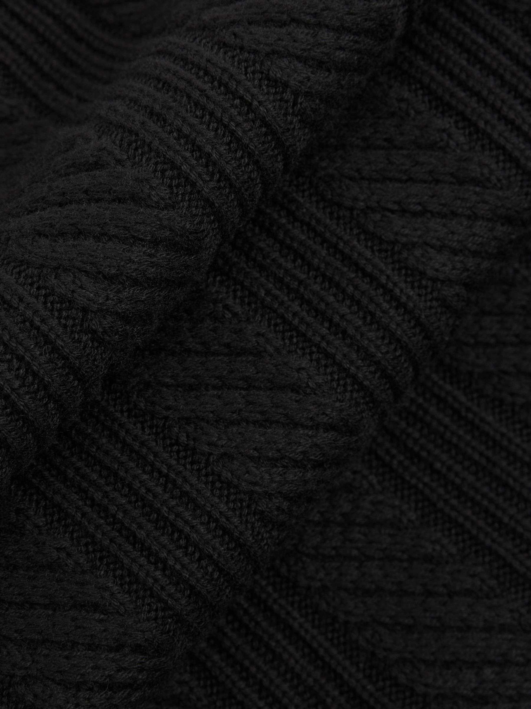 Cabled Roll-Neck Jumper with Cotton and Wool in Black - Image 7 of 7