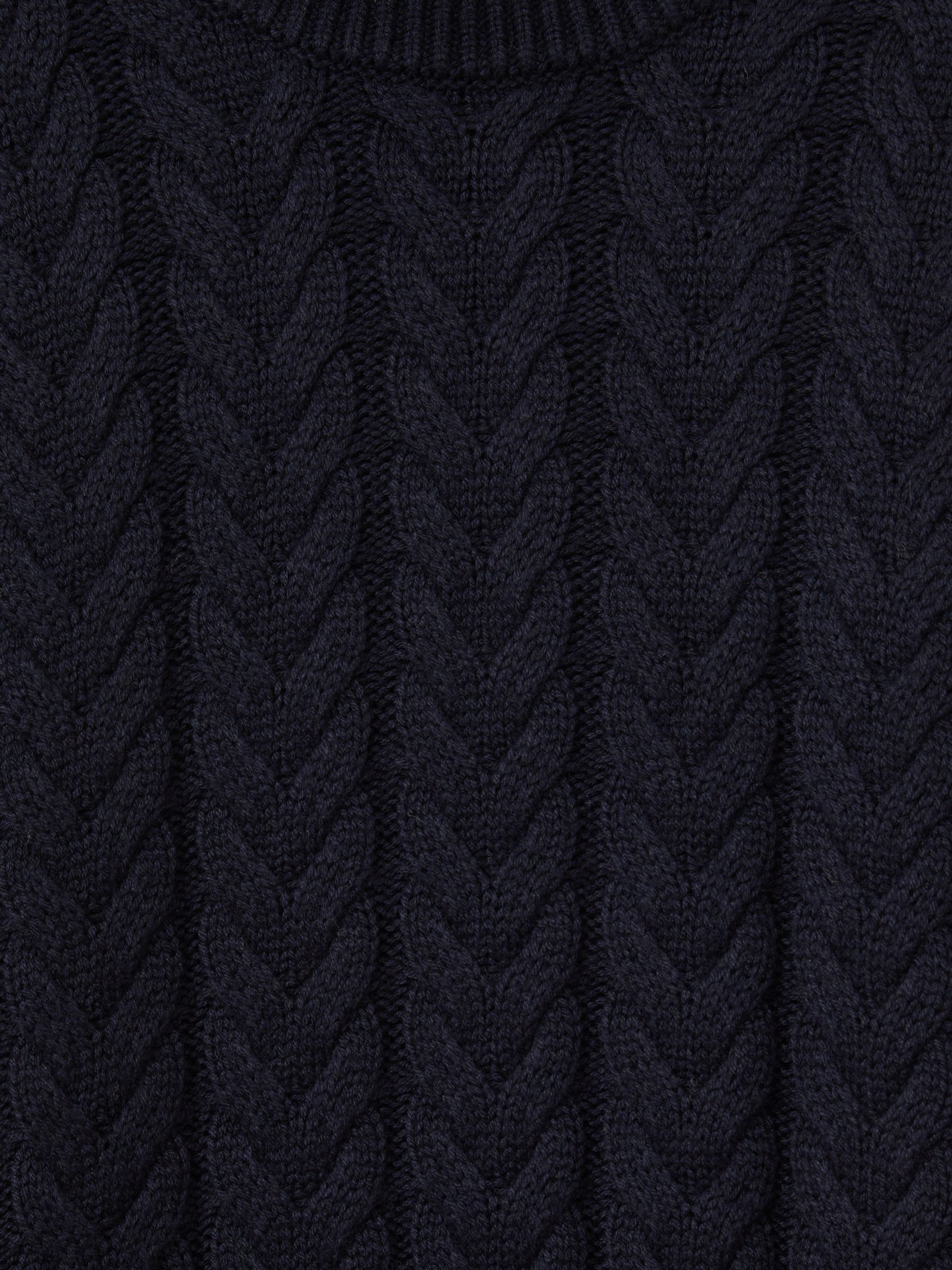 Cable Knitted Jumper with Cotton and Wool in Navy - Image 5 of 5