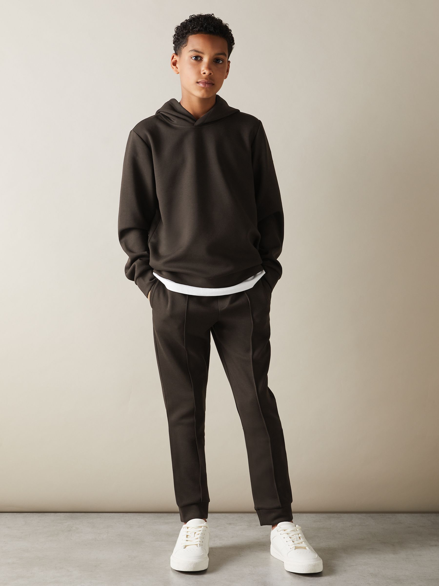 13-14 yrs Interlock Jersey Hoodie in Chocolate Brown - Image 2 of 4