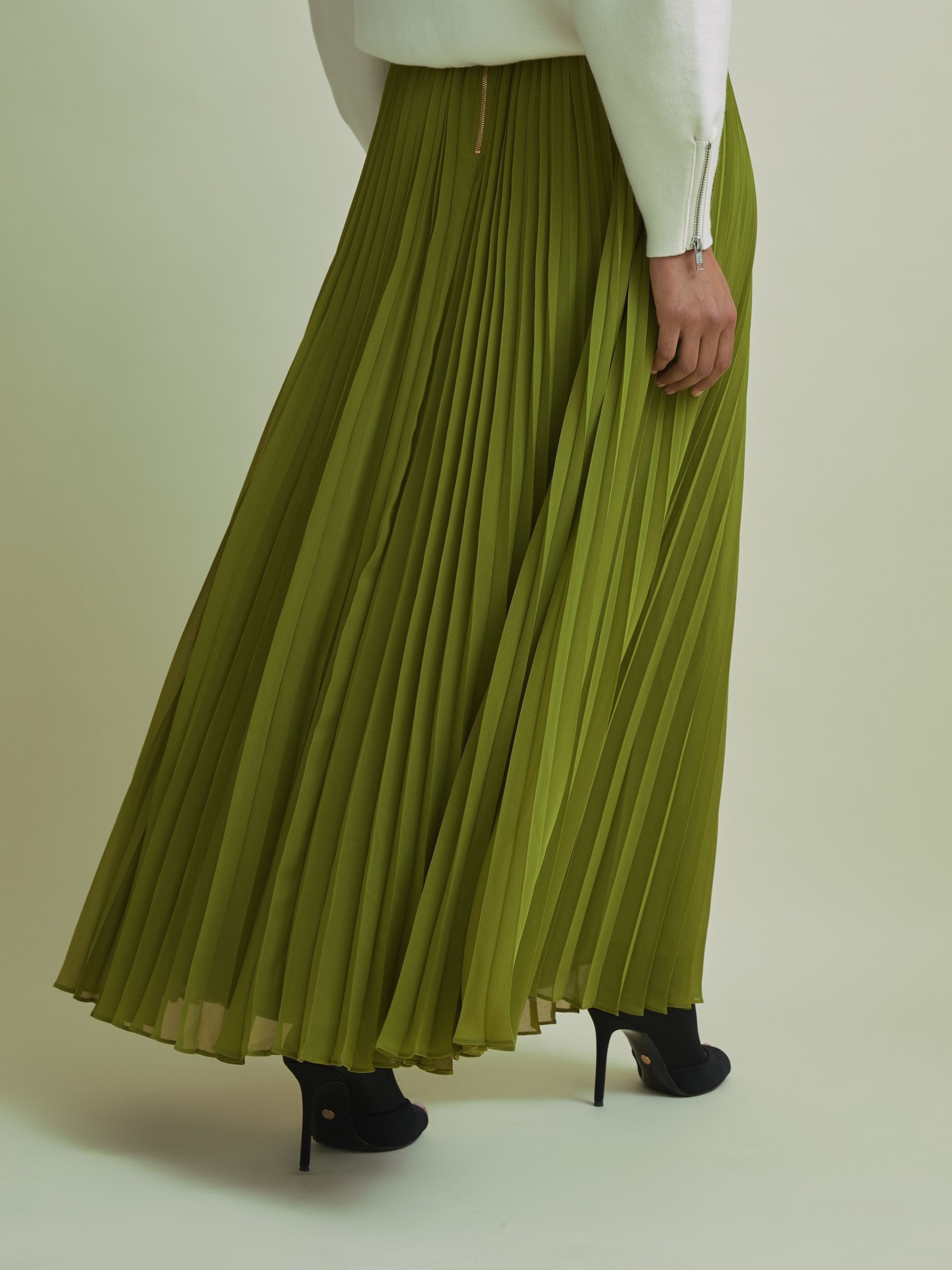 Florere Pleated Maxi Skirt in Khaki - image 3