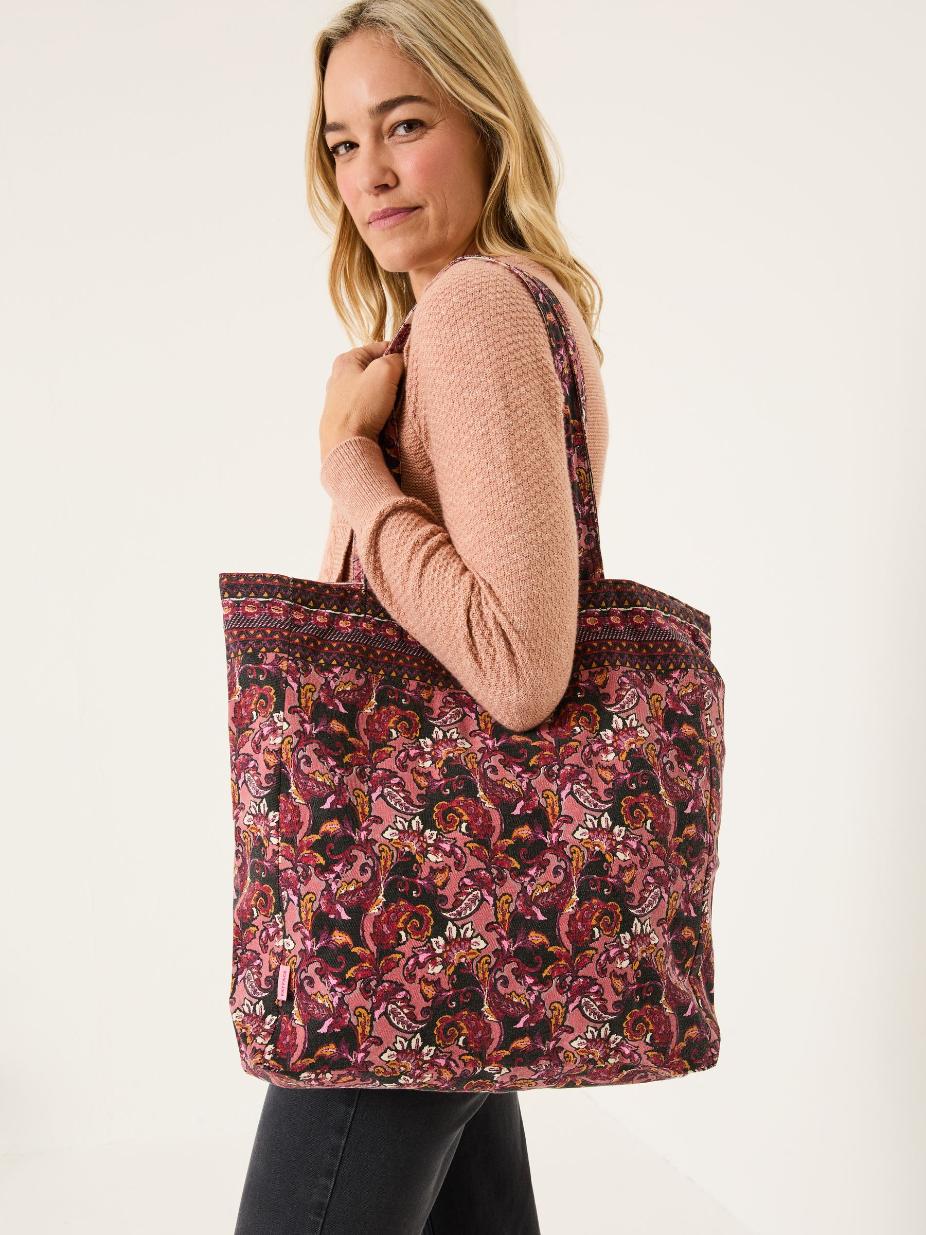 Dark Pink 100% Cotton Reversible Tote Bag - Image 4 of 4