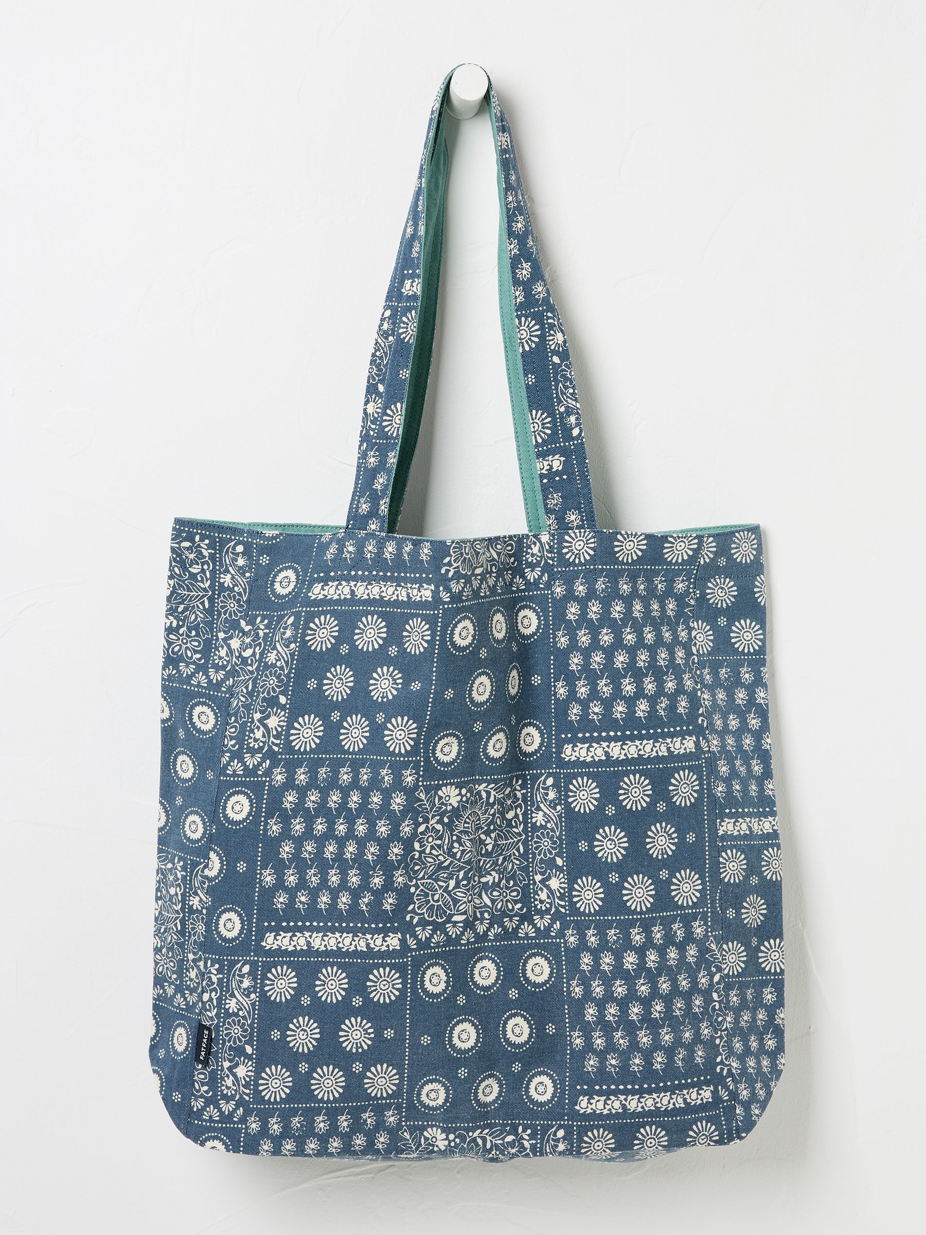 Navy Blue 100% Cotton Reversible Tote Bag | FatFace