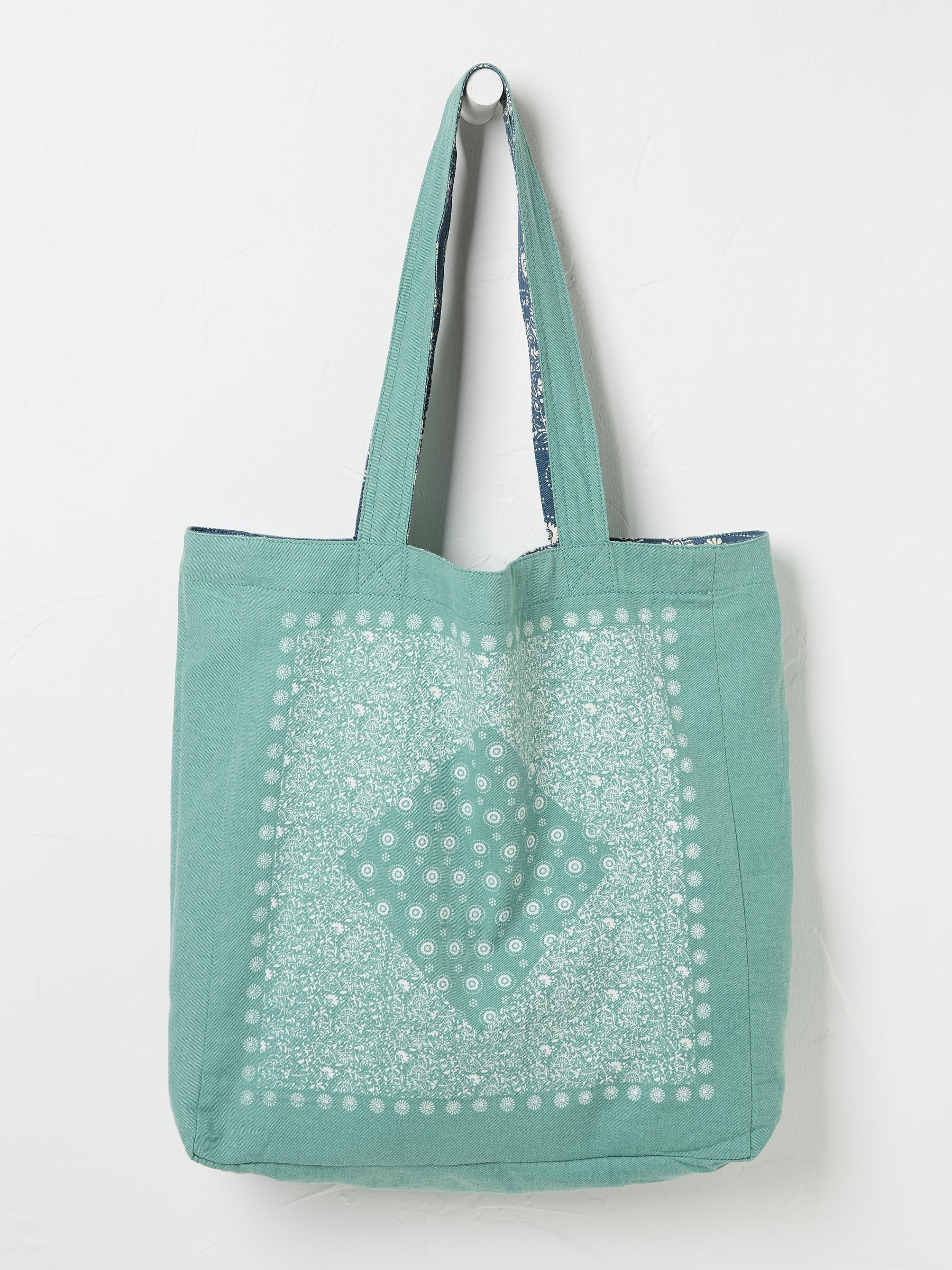 Navy Blue 100% Cotton Reversible Tote Bag - Image 2 of 2