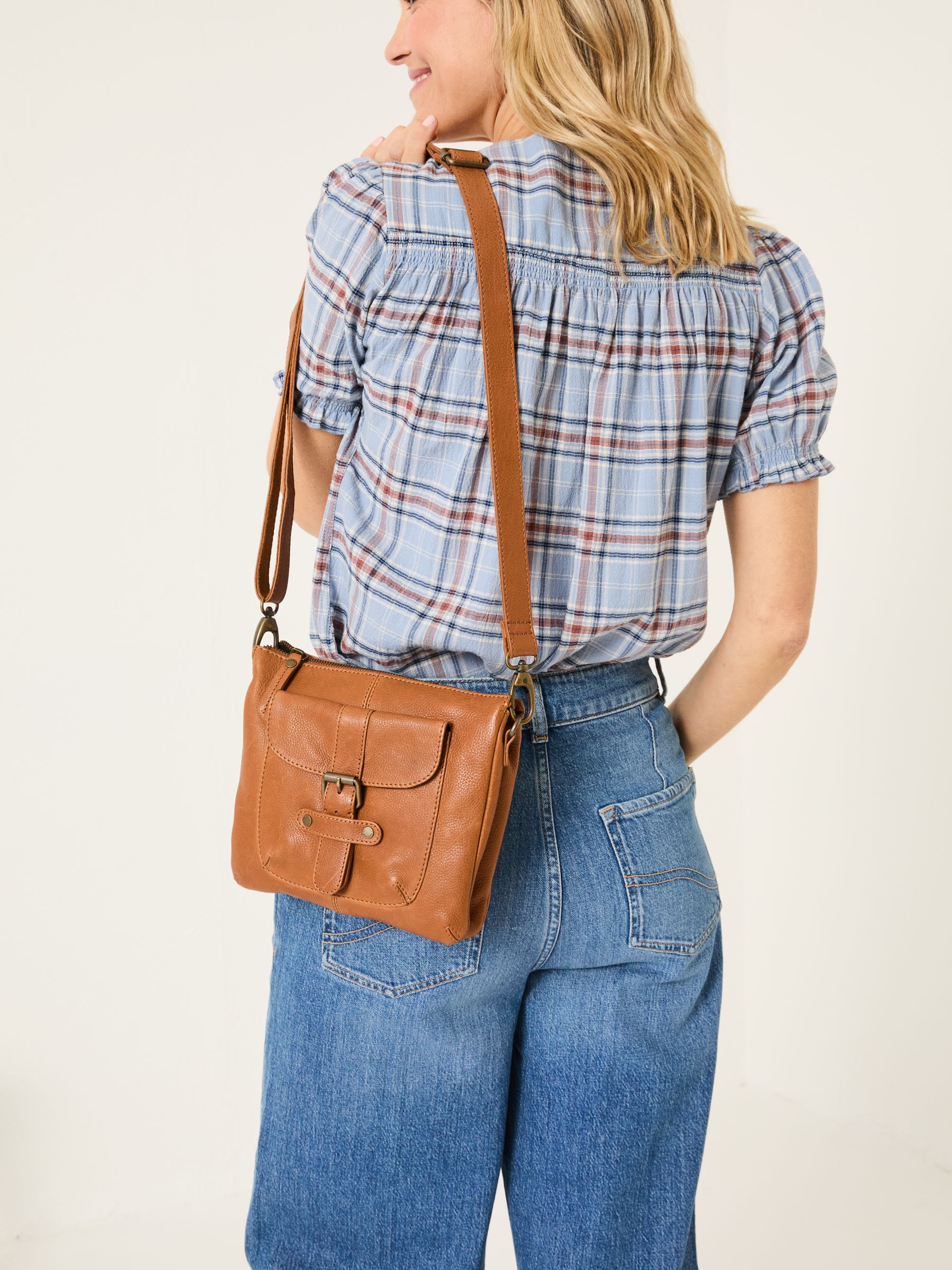 Libby Tan Brown Buckle Crossbody Bag - Image 4 of 4