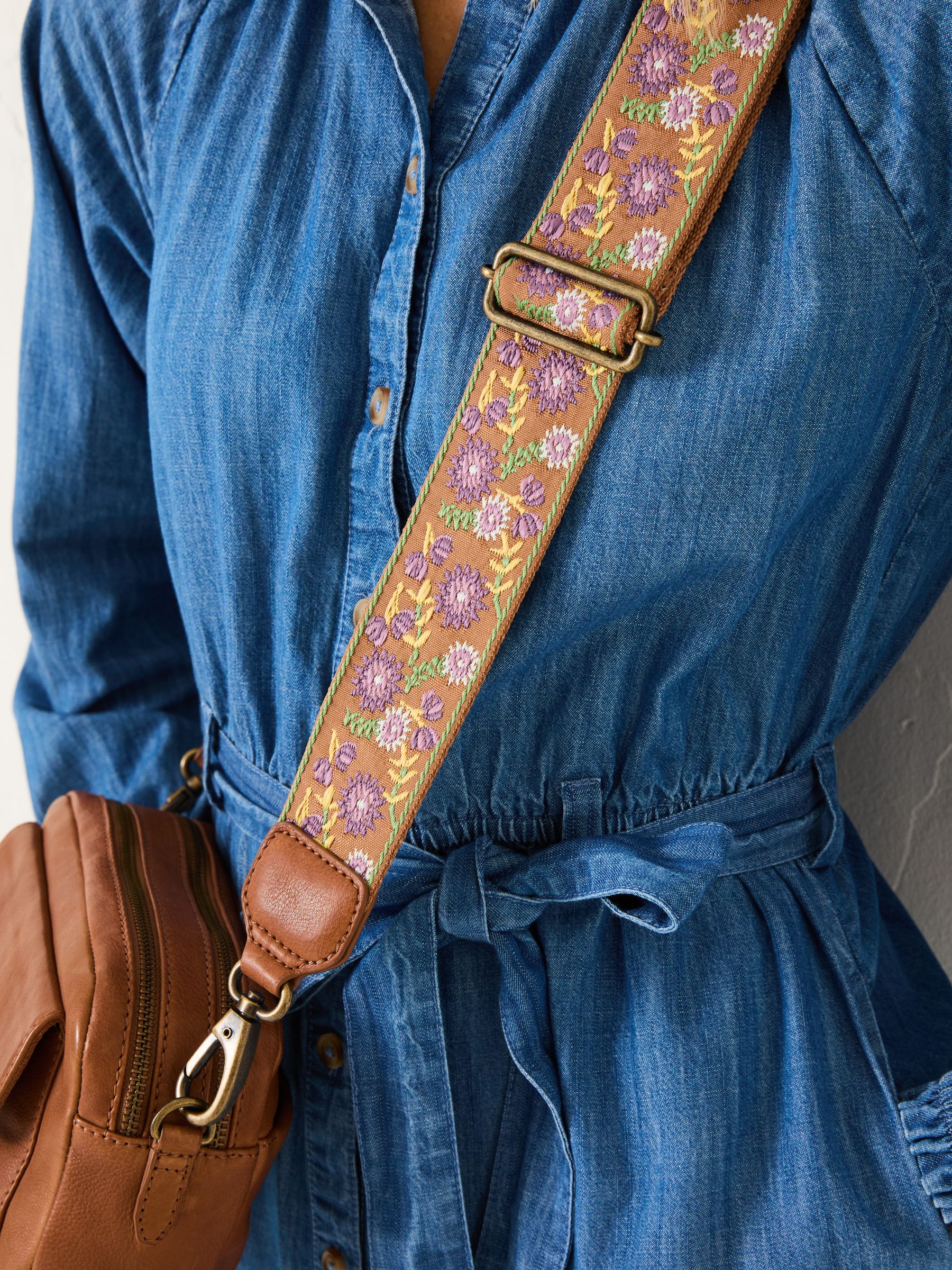 Oslo Tan Brown Camera Bag with Ornate Strap - Image 2 of 2