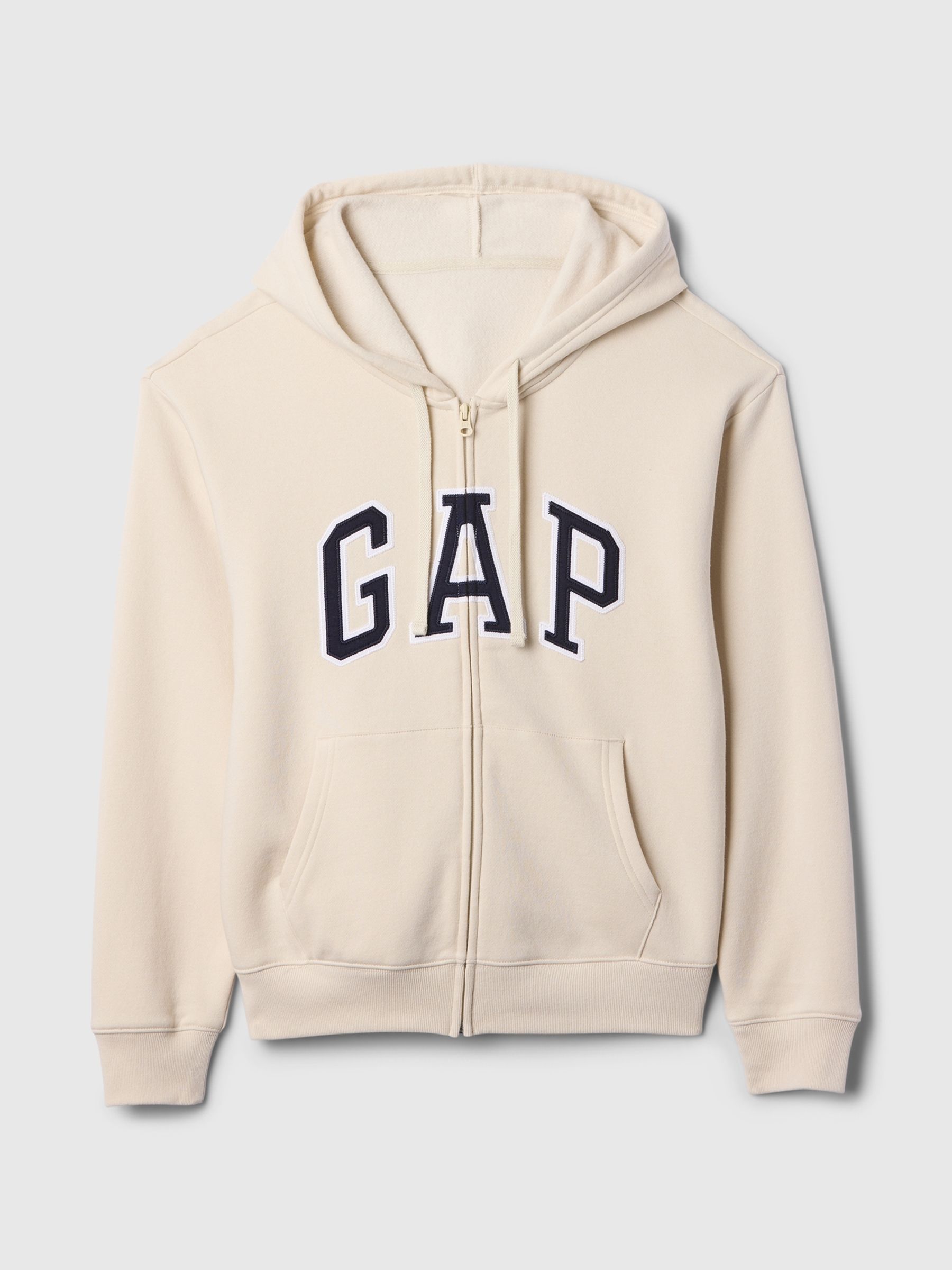 Beige Relaxed Logo Zip-Up Hoodie - Image 5 of 5 Beige Relaxed Logo Zip-Up Hoodie - Image 5 of 5