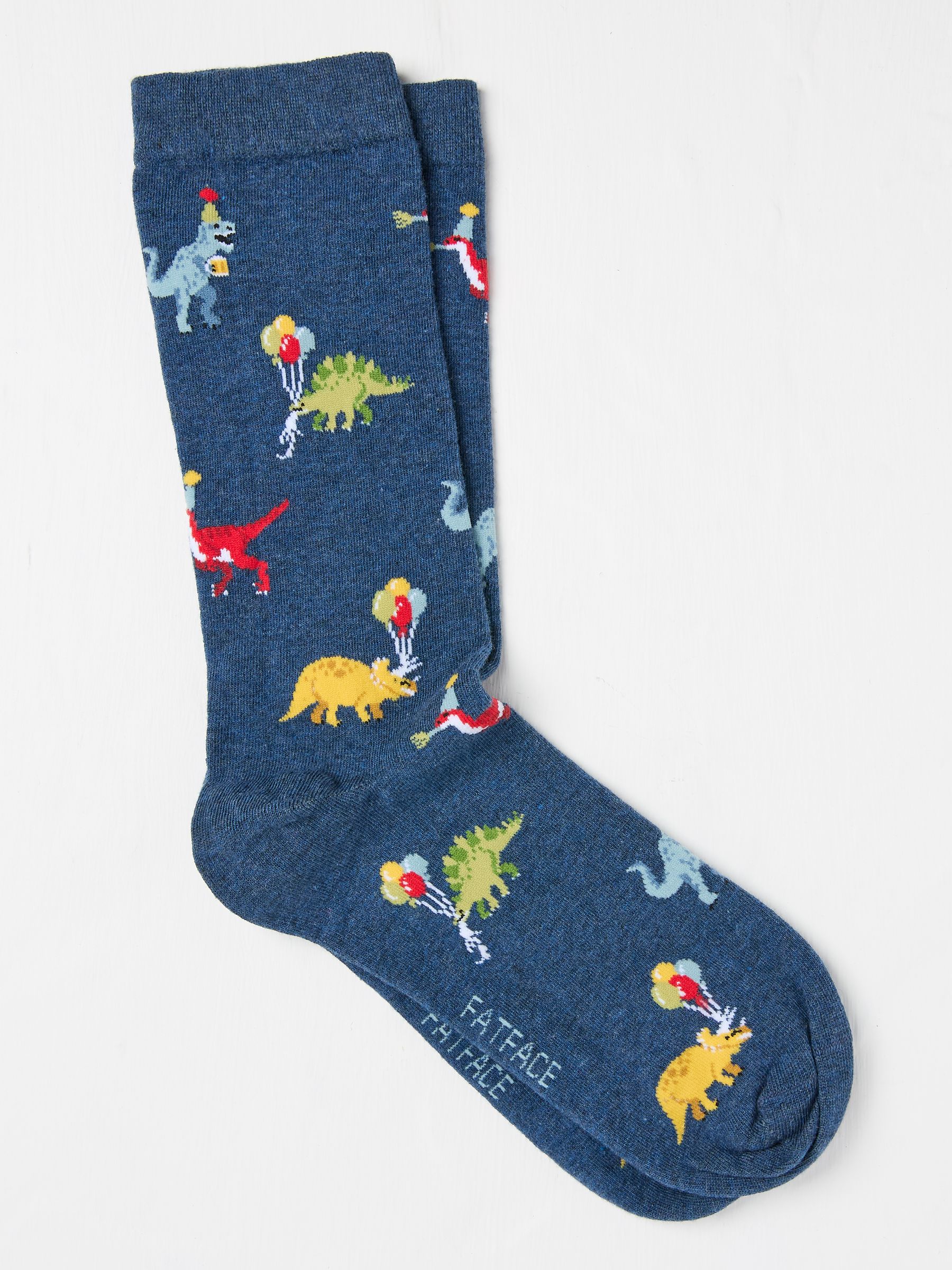 Navy Blue Dinosaur Men's Socks - Image 1 of 2