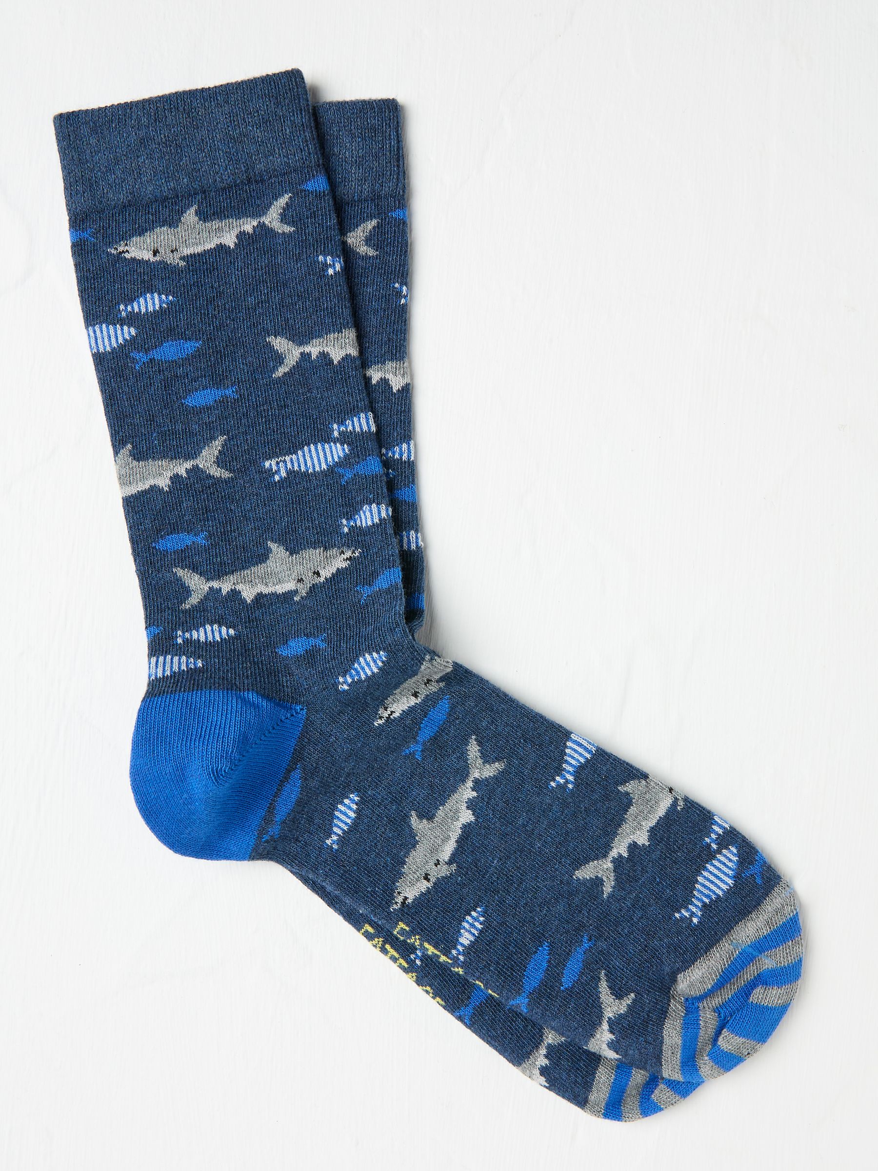 Blue Navy Shark Socks - Image 1 of 2 Blue Navy Shark Socks - Image 1 of 2
