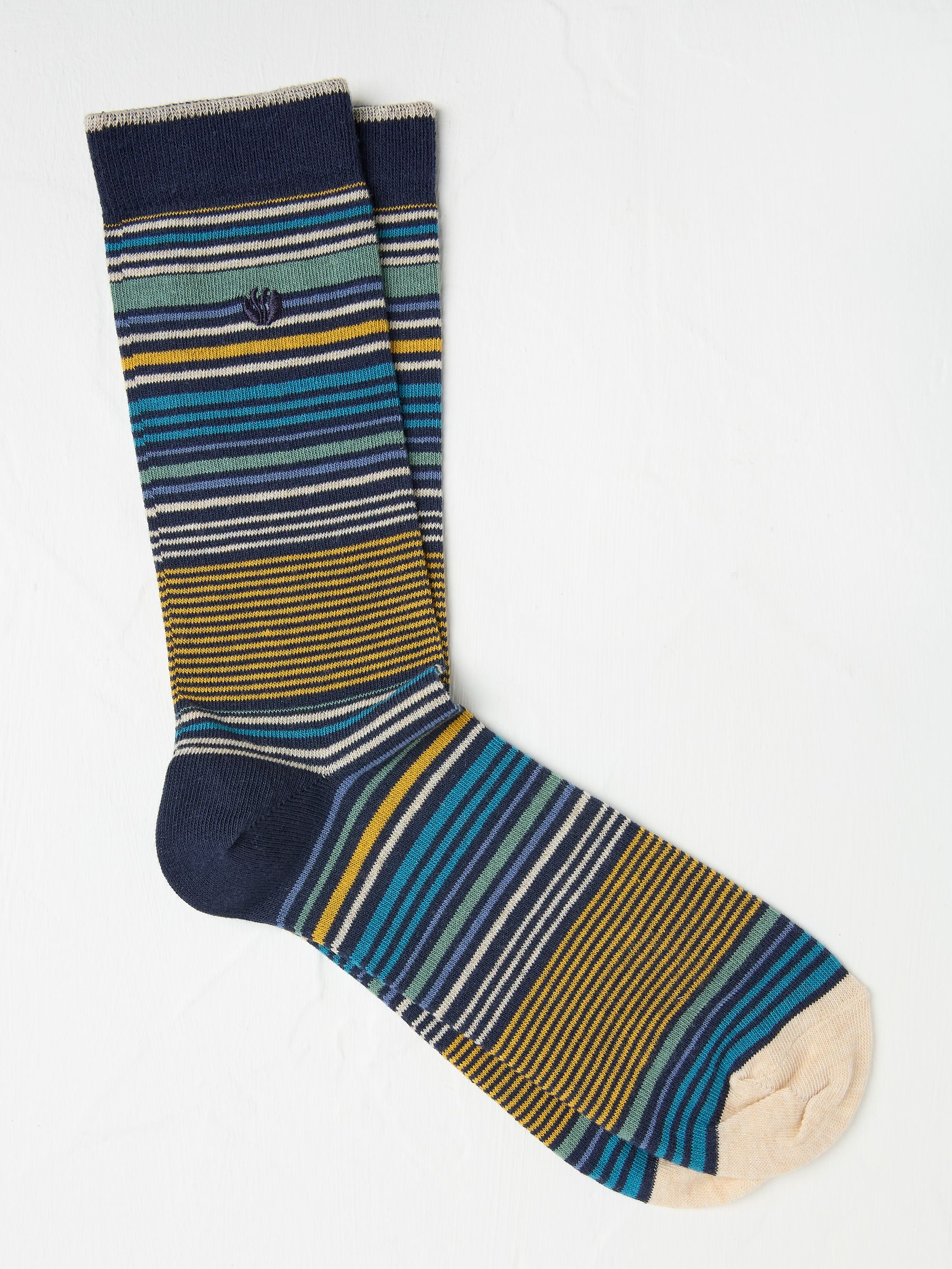 Navy Blue & Yellow Men's Striped Socks - Image 1 of 2