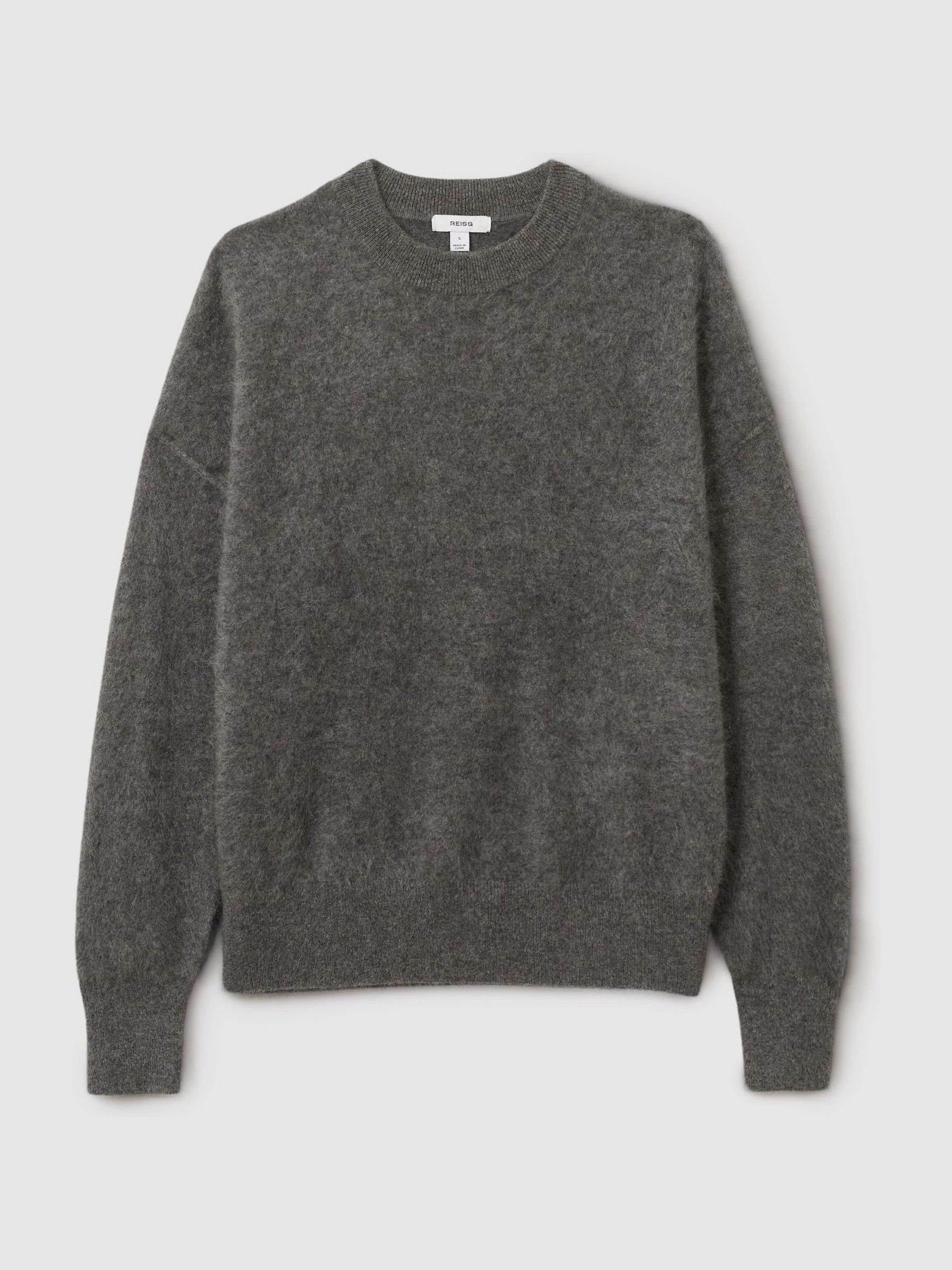100% Brushed Cashmere Crew Neck Jumper in Charcoal - Image 2 of 5
