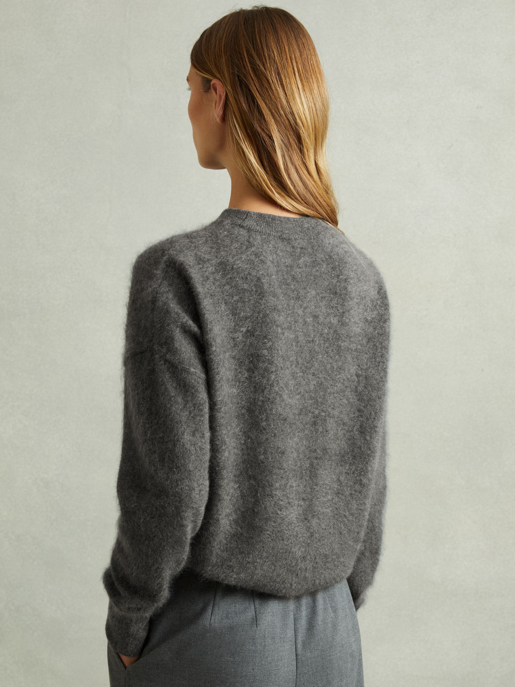 100% Brushed Cashmere Crew Neck Jumper in Charcoal - Image 4 of 5