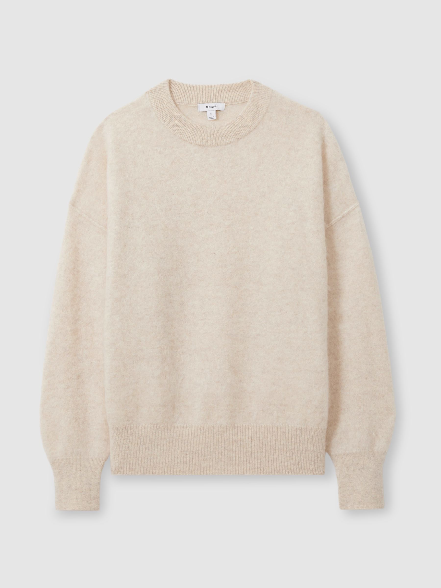 100% Brushed Cashmere Crew Neck Jumper in Neutral - Image 2 of 6