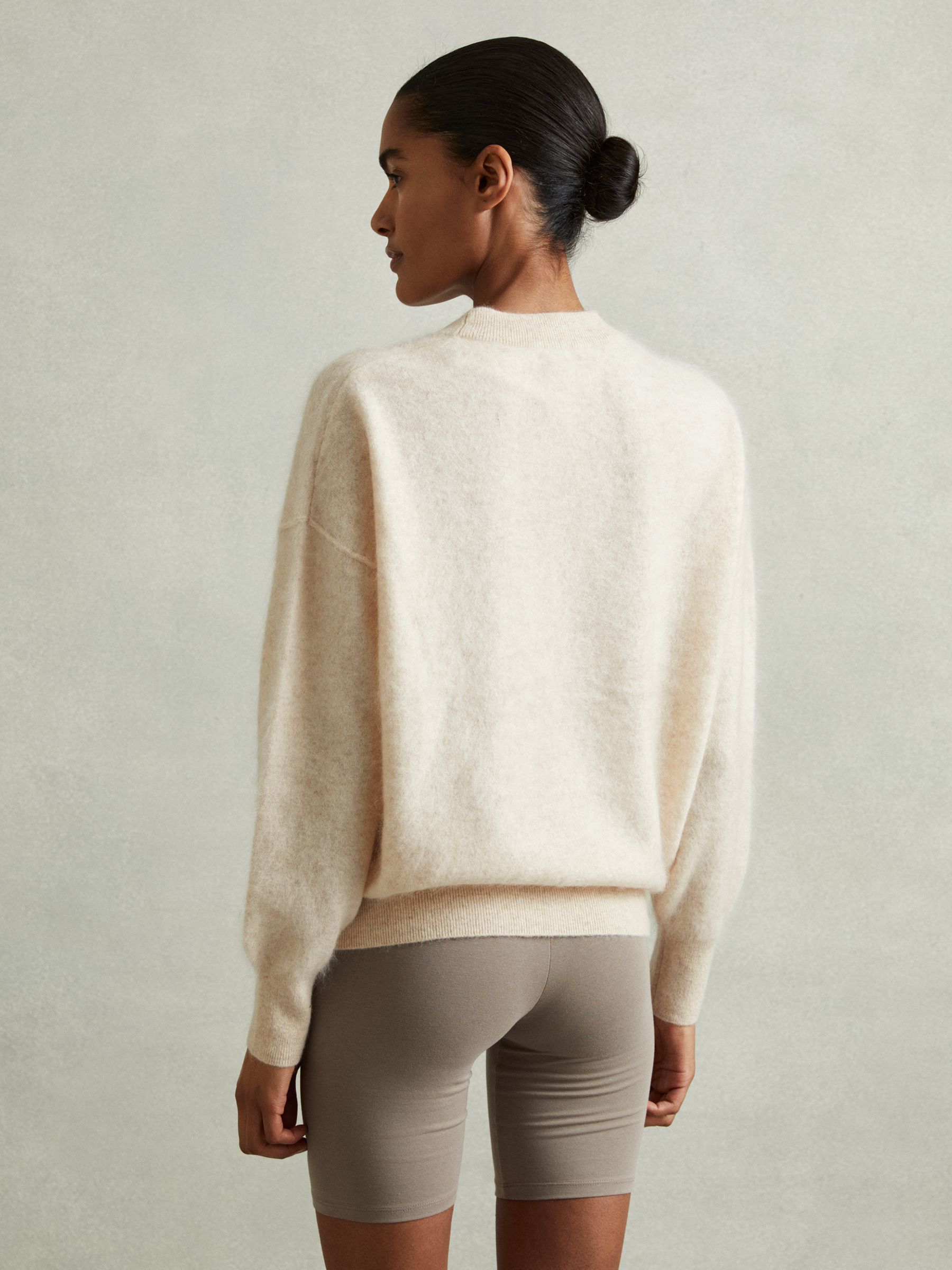 100% Brushed Cashmere Crew Neck Jumper in Neutral - Image 4 of 6