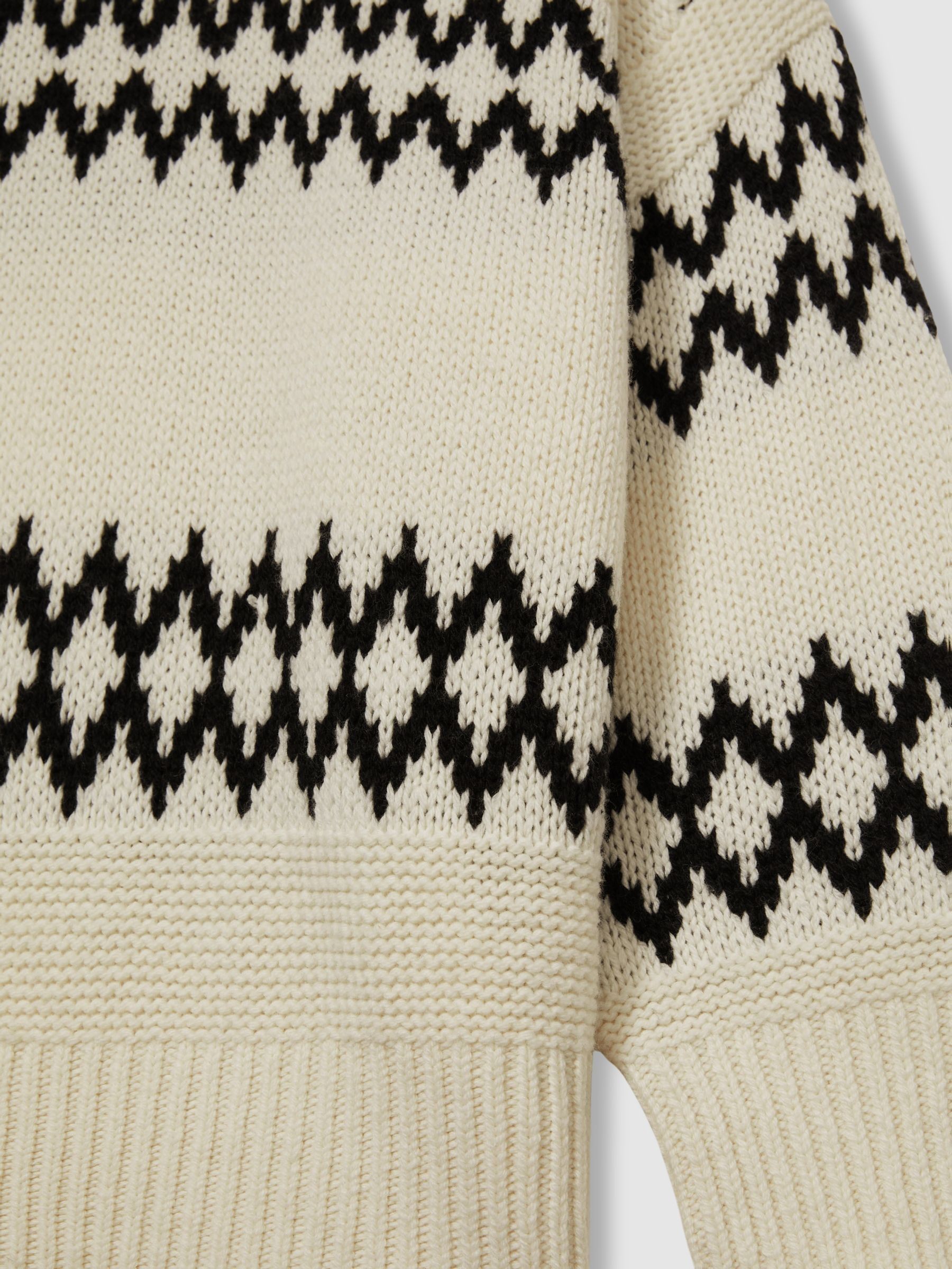 Wool-Blend Fairisle Pattern Jumper in Cream/Black - Image 6 of 6