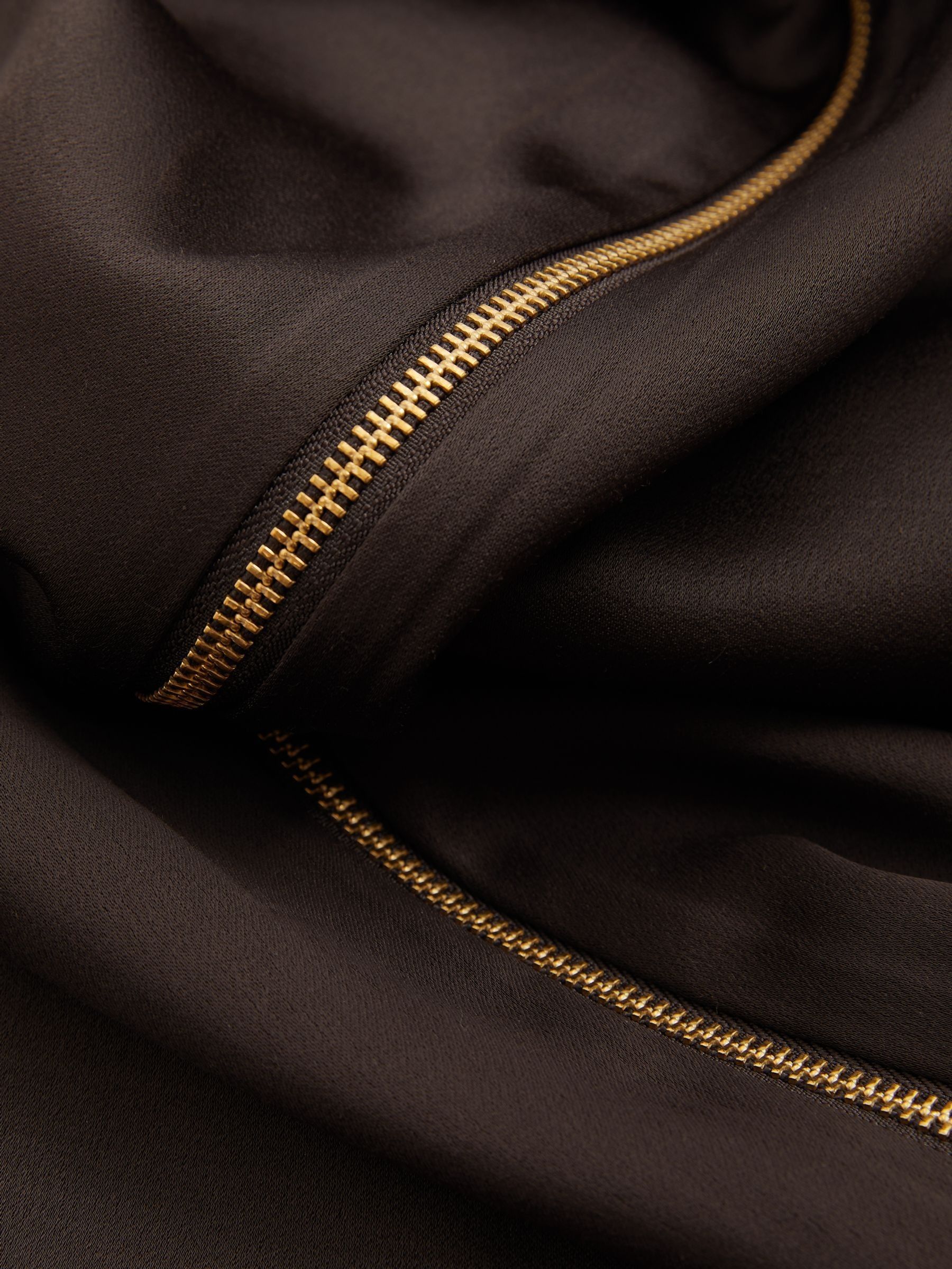Atelier Zipped Satin Maxi Dress with Virgin Wool in Chocolate - Image 6 of 7