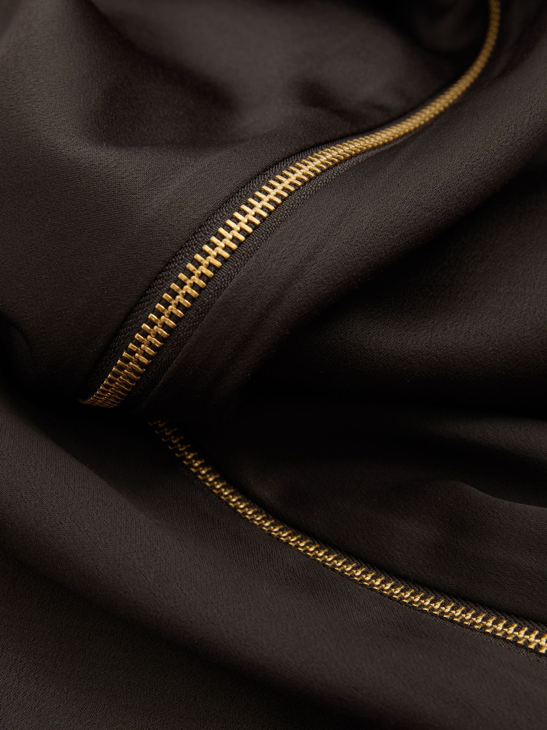 Atelier Zipped Satin Maxi Dress with Virgin Wool in Chocolate - Image 7 of 7