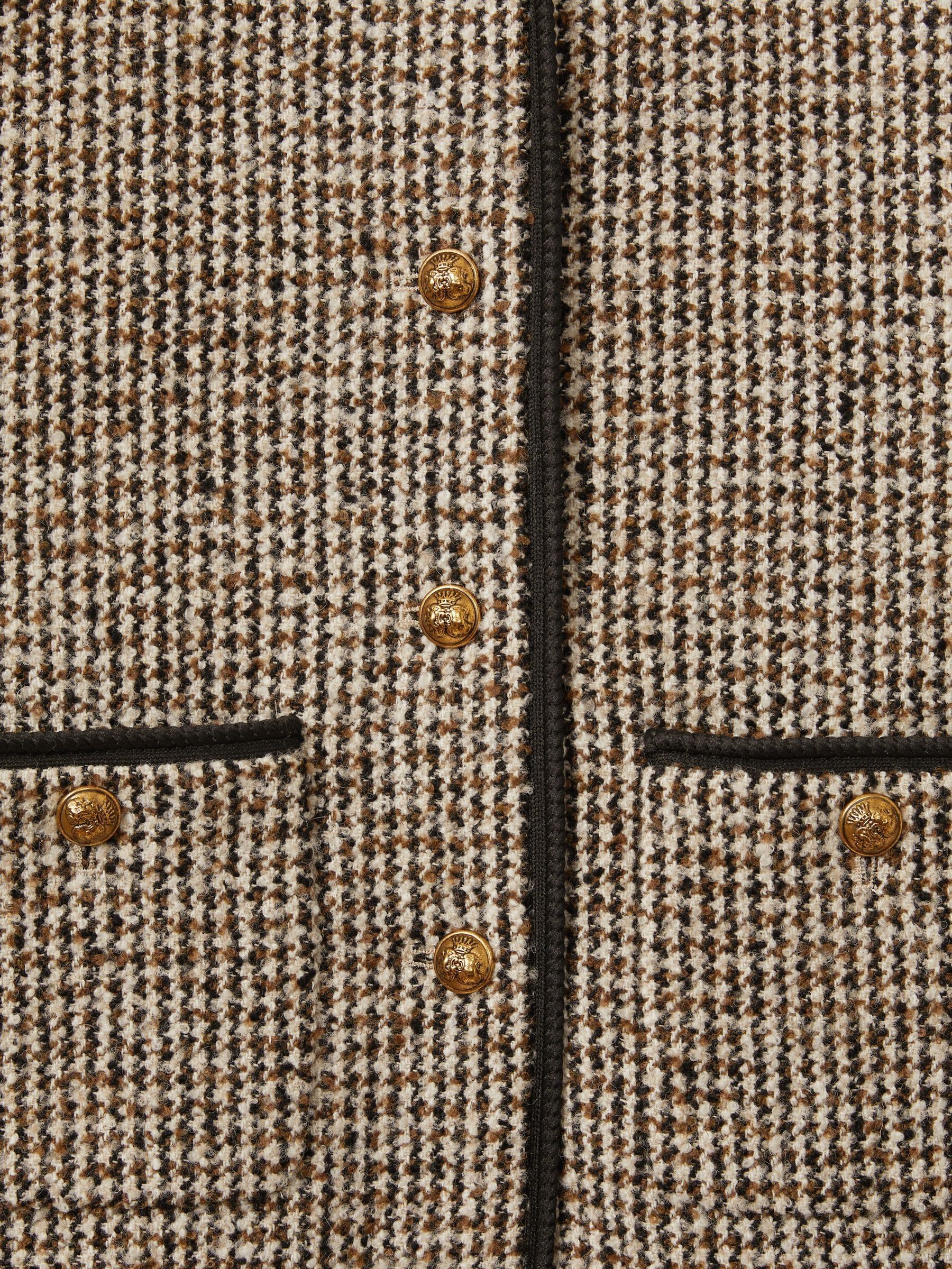 Cropped Wool Blend Tweed Jacket in Brown - Image 6 of 6