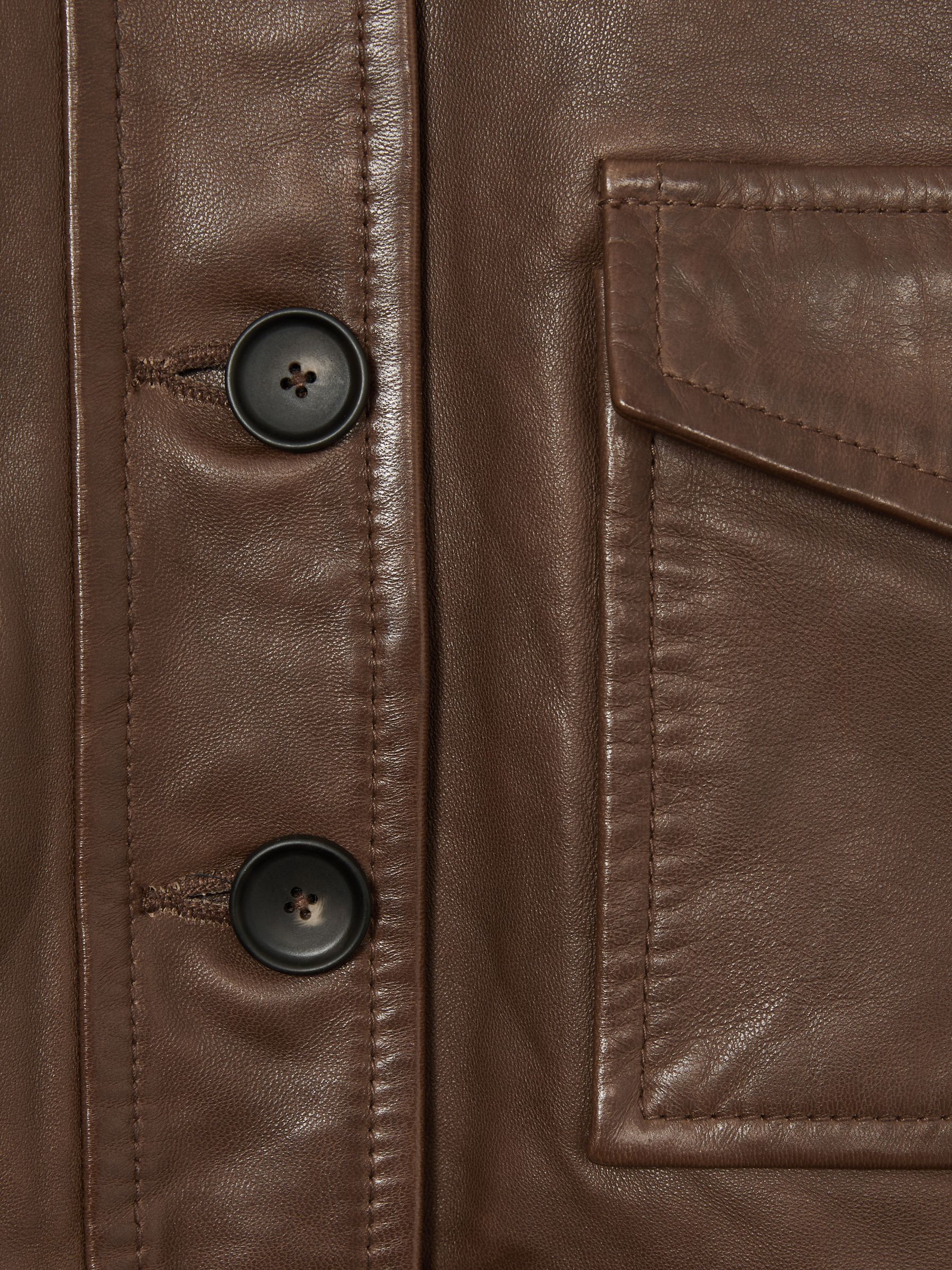 9-13 yrs Leather Patch-Pocket Jacket in Brown - Image 4 of 4