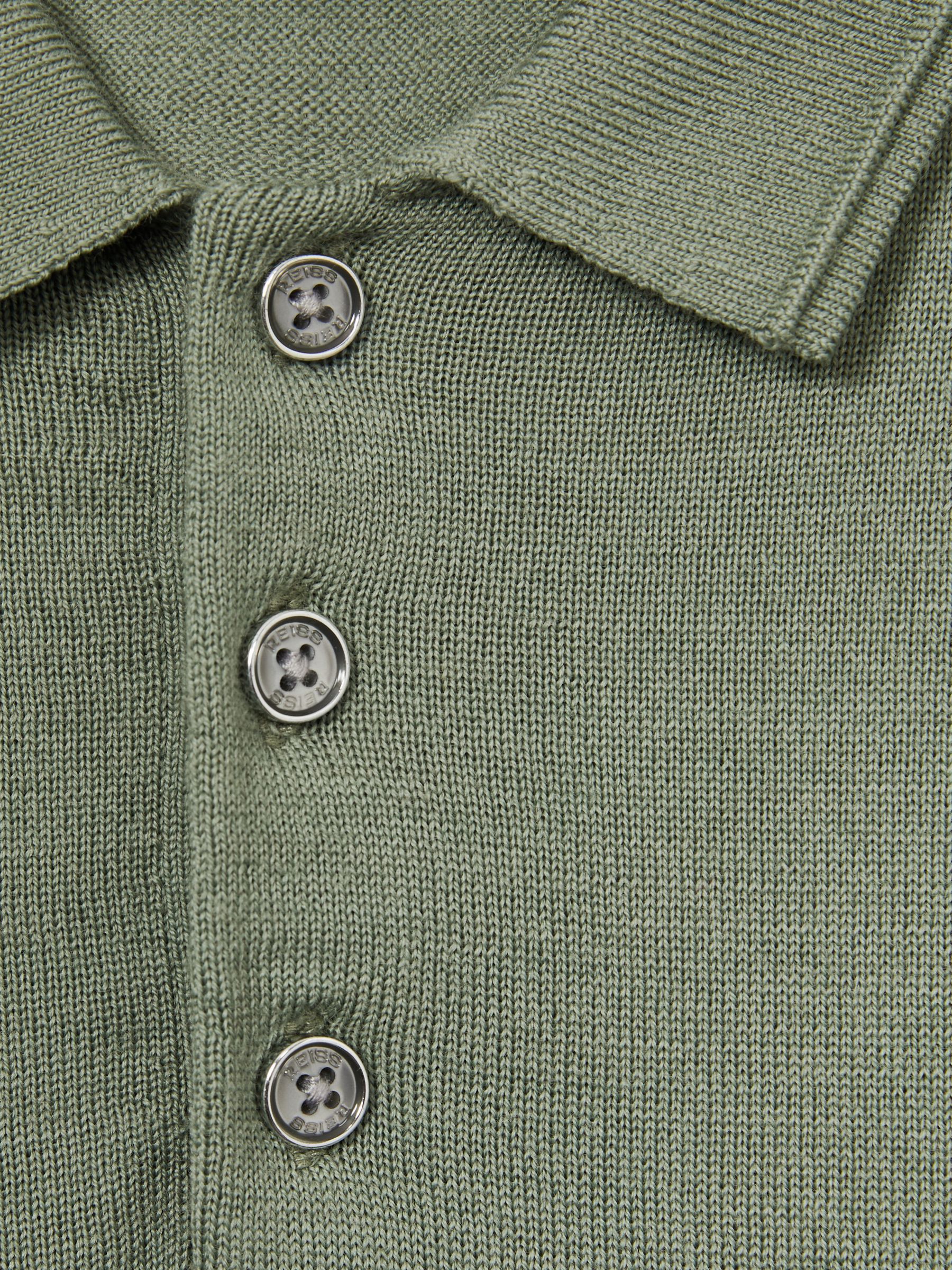 9-13 yrs Merino Polo Shirt in Herb Green - Image 4 of 4