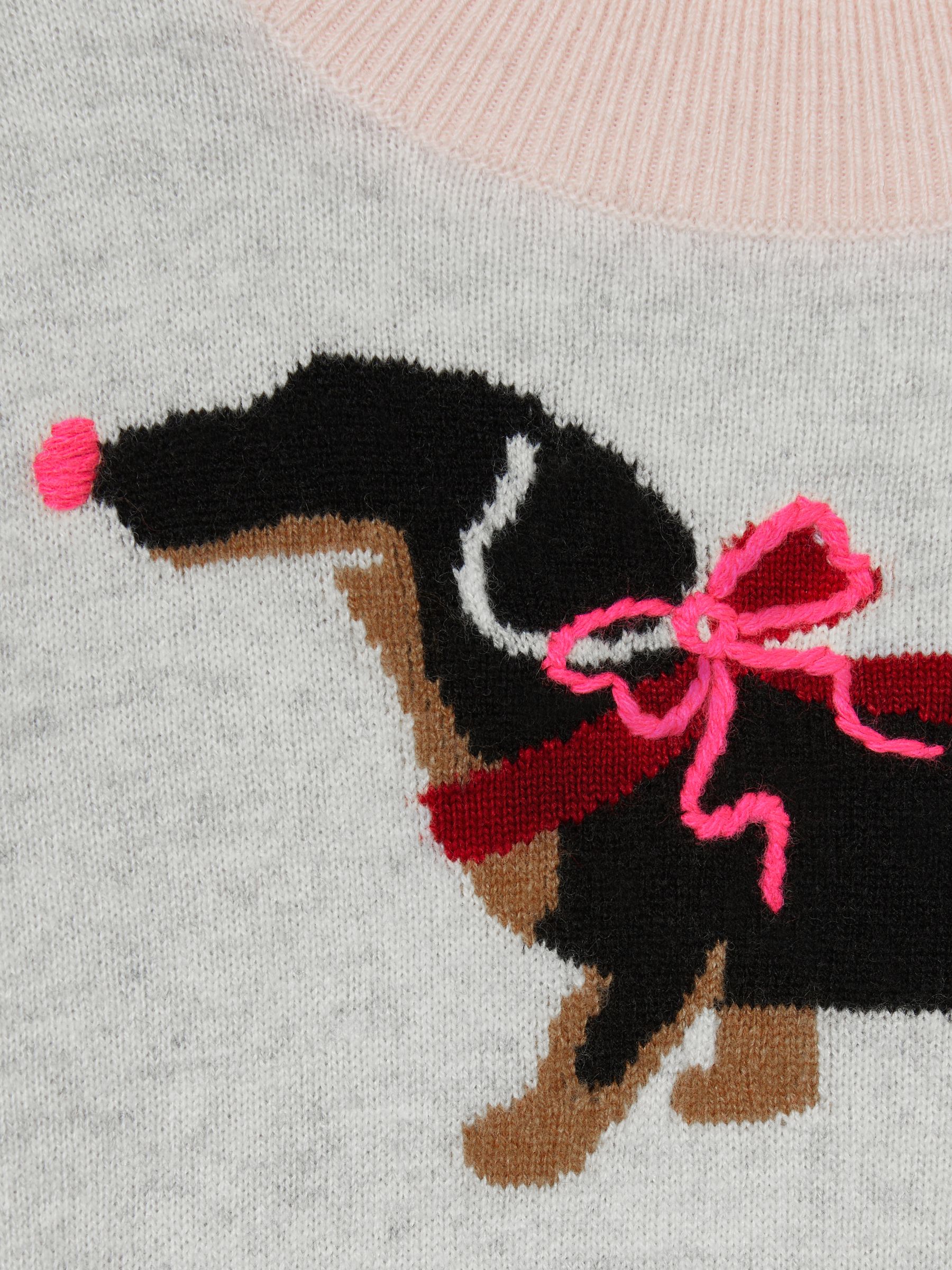 4-9 yrs Wool-Blend Dachshund Intarsia Jumper With Cashmere in Grey - Image 4 of 4