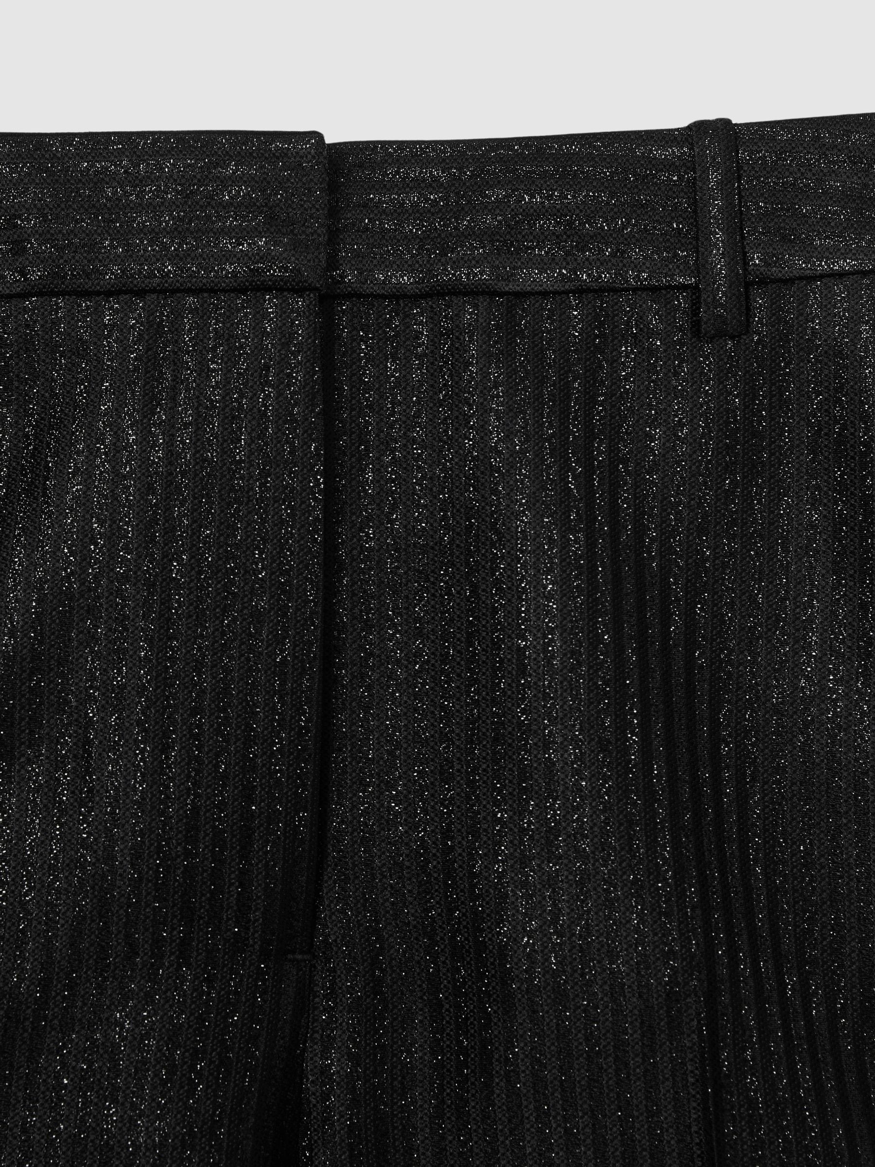 Lamé Stripe Twill Tuxedo Shorts in Black - Image 6 of 6