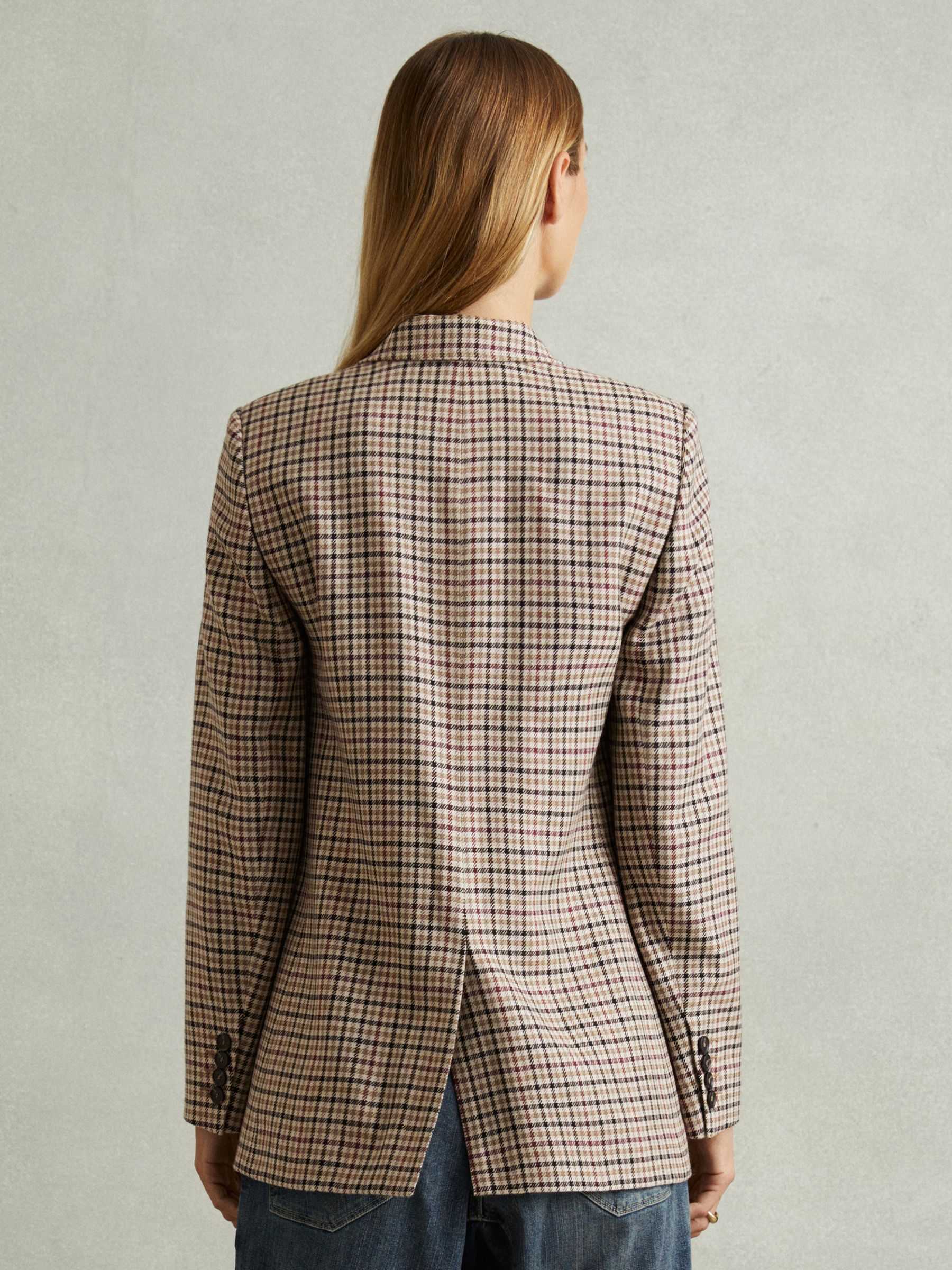 Wool Blend Checked Single Breasted Blazer in Natural Check - Image 5 of 6