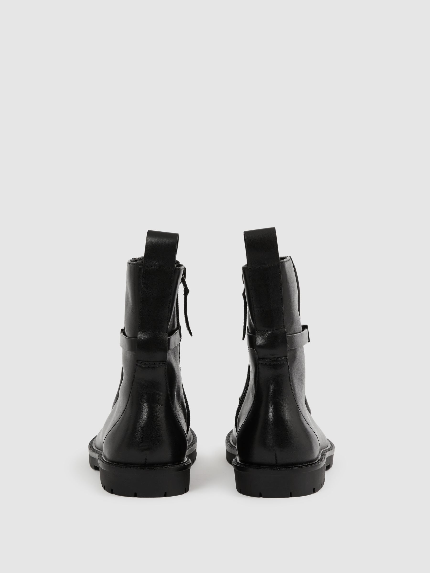 Leather Chain-Strap Ankle Boots in Black - Image 4 of 5